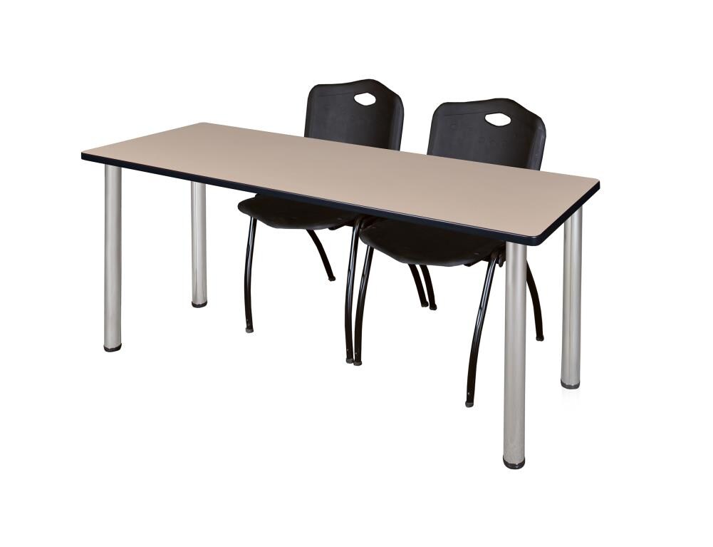 Regency MT6624BEBPCM47BK Training Off-white 4-Person Training Table (66-in W x 29-in H)