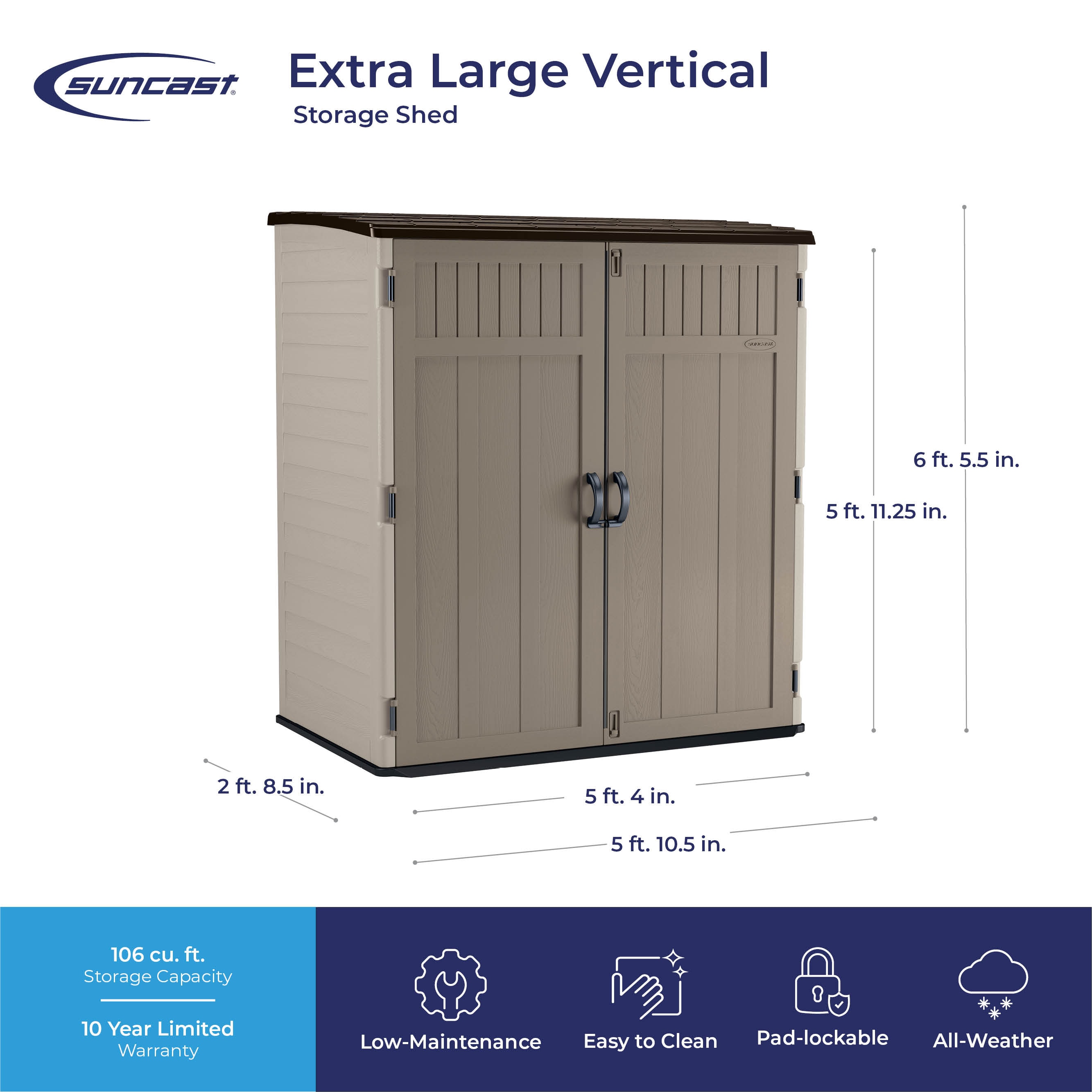 Dark Taupe and Cobblestone Resin Vertical Storage Shed Kit