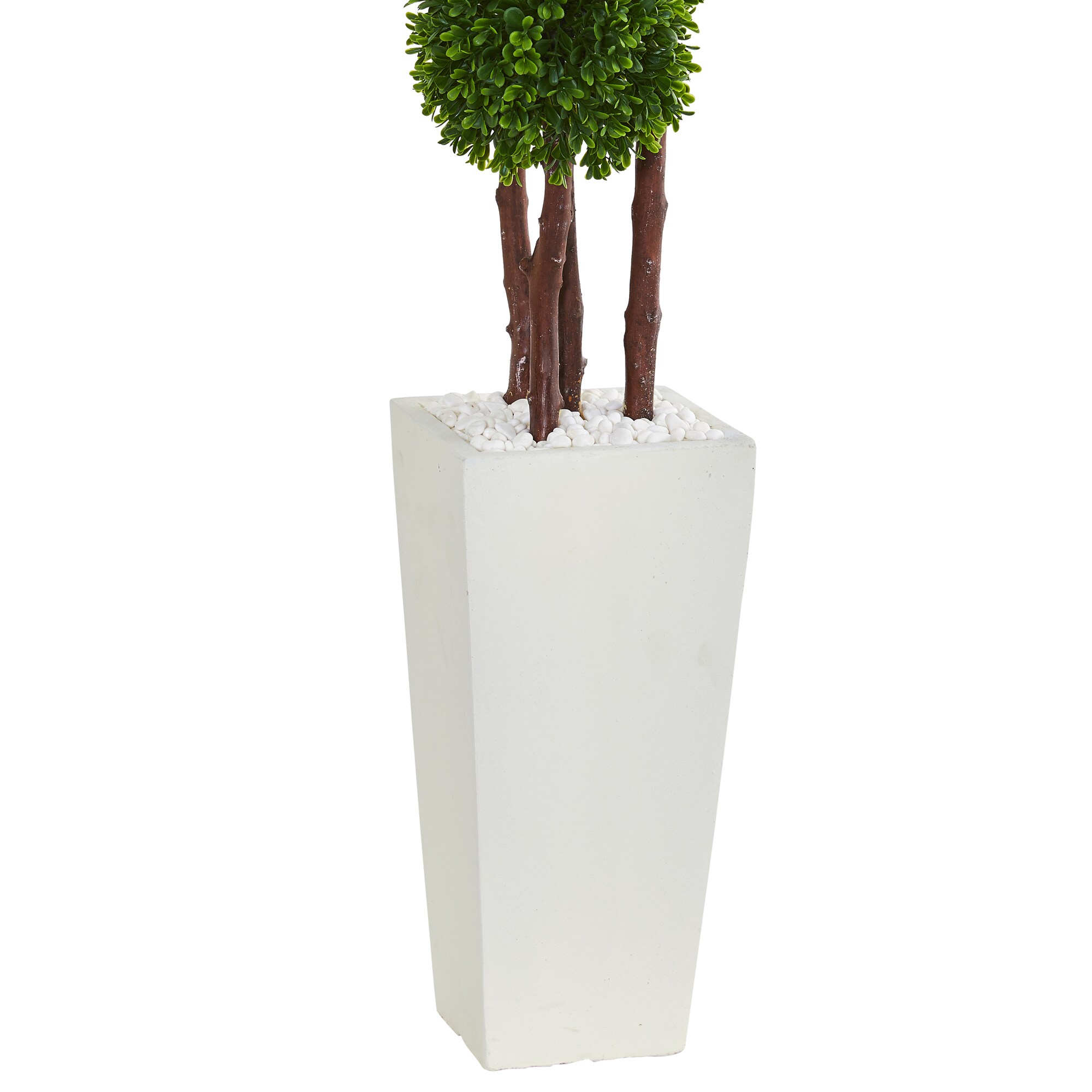 Elegant 4' UV-Resistant Boxwood Topiary in White Planter