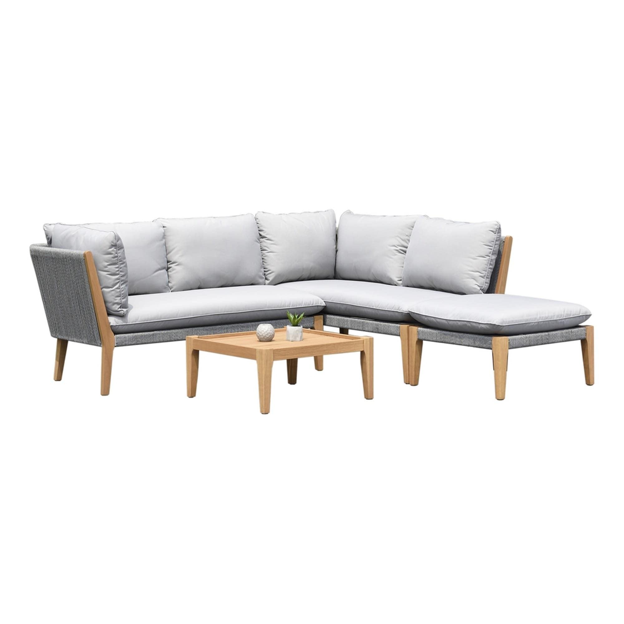 International Home IH-ENV-BAR5GR-1 Amazonia 4 -Piece Patio Sofa Conversation Set with Gray Cushions