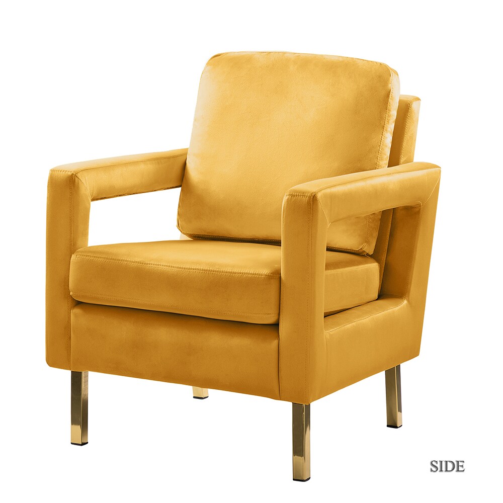 14 Karat Home CHM0014-MUSTARD Casual MUSTARD Velvet Accent Chair