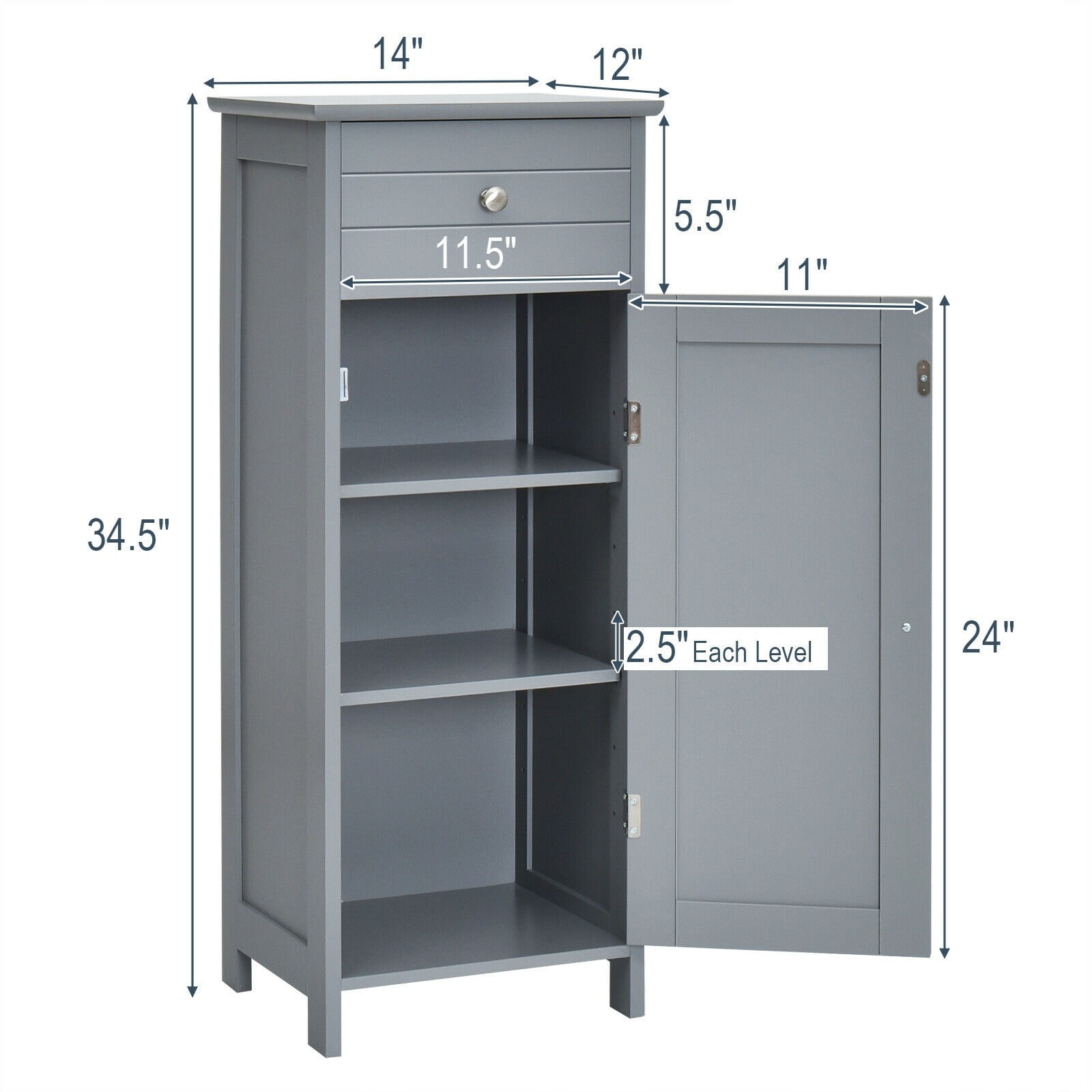 WELLFOR OUJ66372GR Linen-Cabinets - View #2