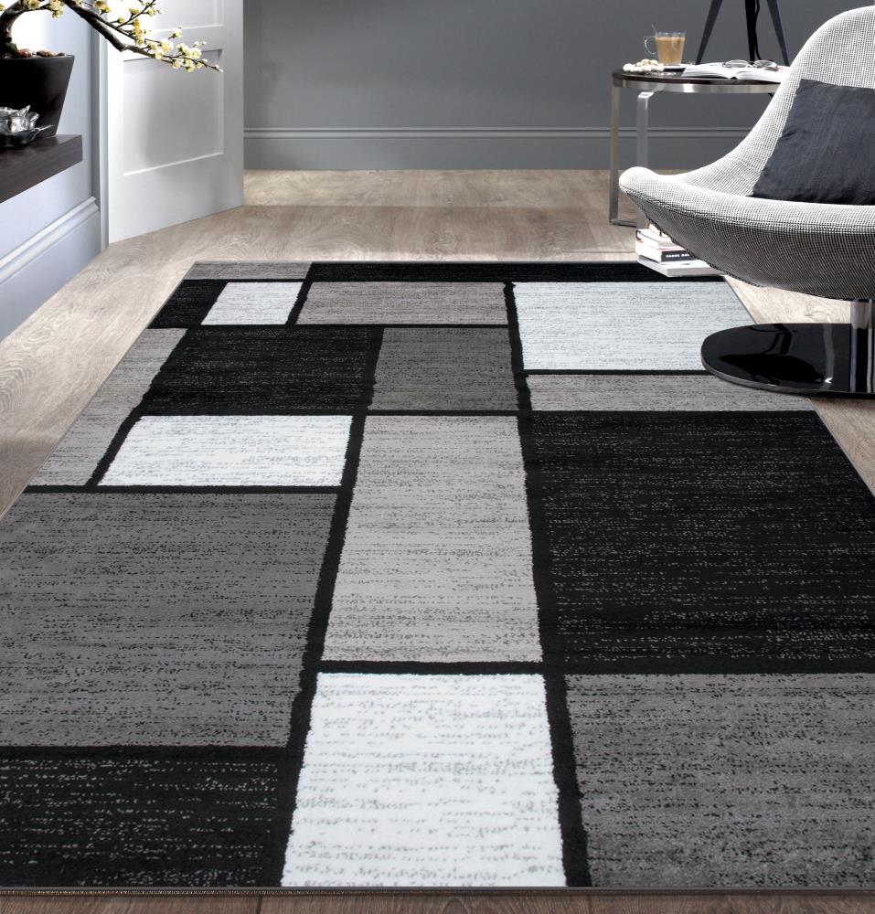 World Rug Gallery 106GRAY6X9 Florence 6 x 9 (ft) Loomed Polypropylene Gray Rectangular Indoor Geometric Mid-Century Modern Area rug