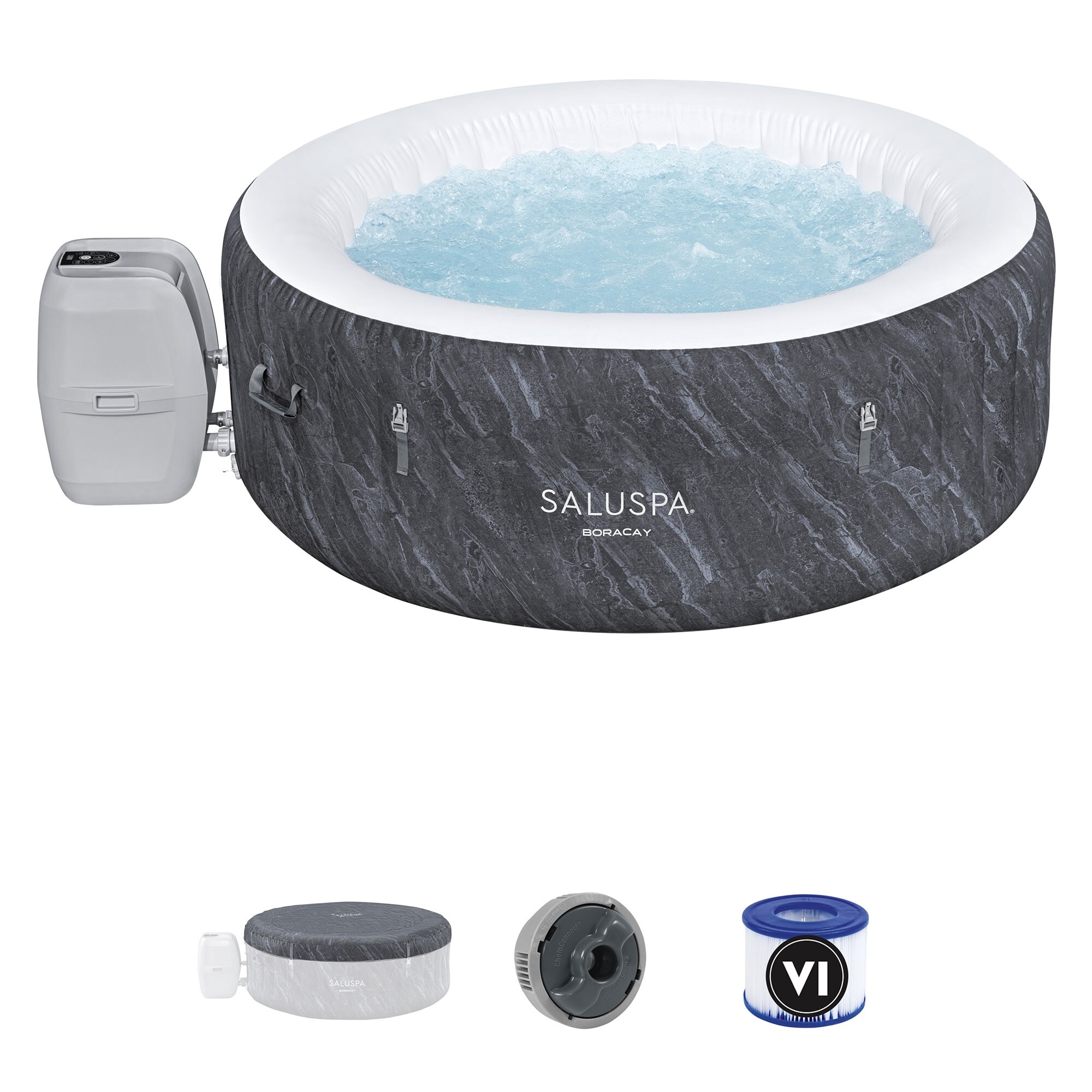 SaluSpa 410823 120 Jet 4 -Person Inflatable Round Hot Tub (Cover Included)