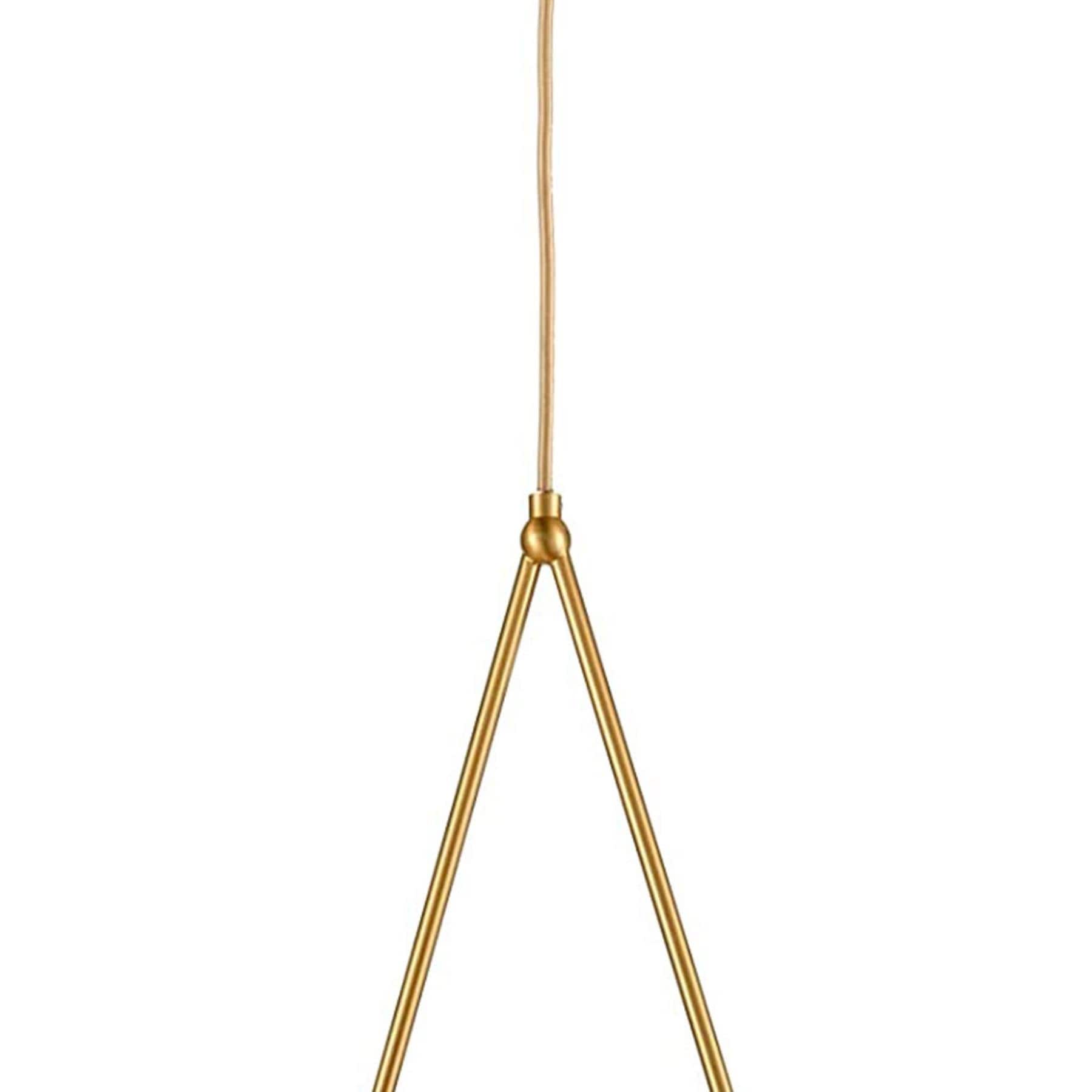 Gold Brass Teardrop Pendant Lamp with Milk Glass Globe Shade