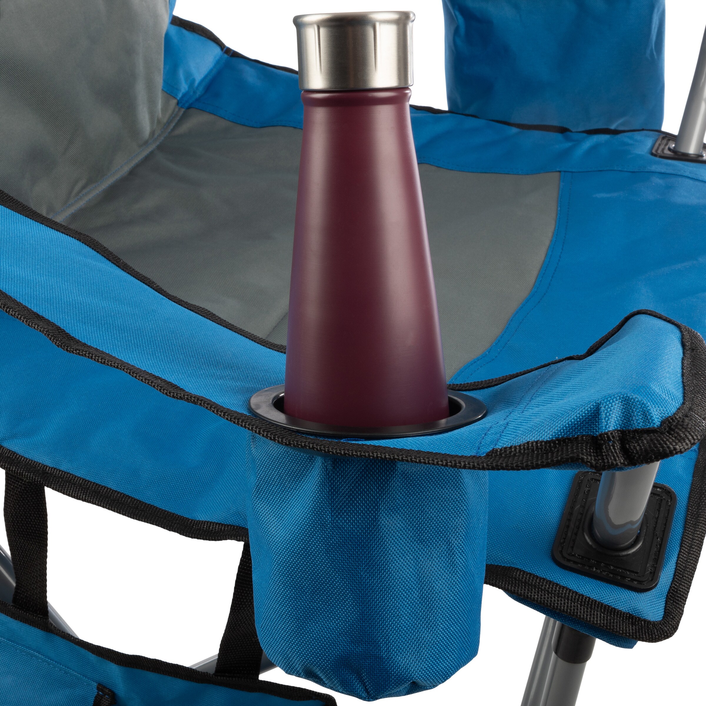Oversized Blue and Gray Heavy Duty Folding Camping Chair