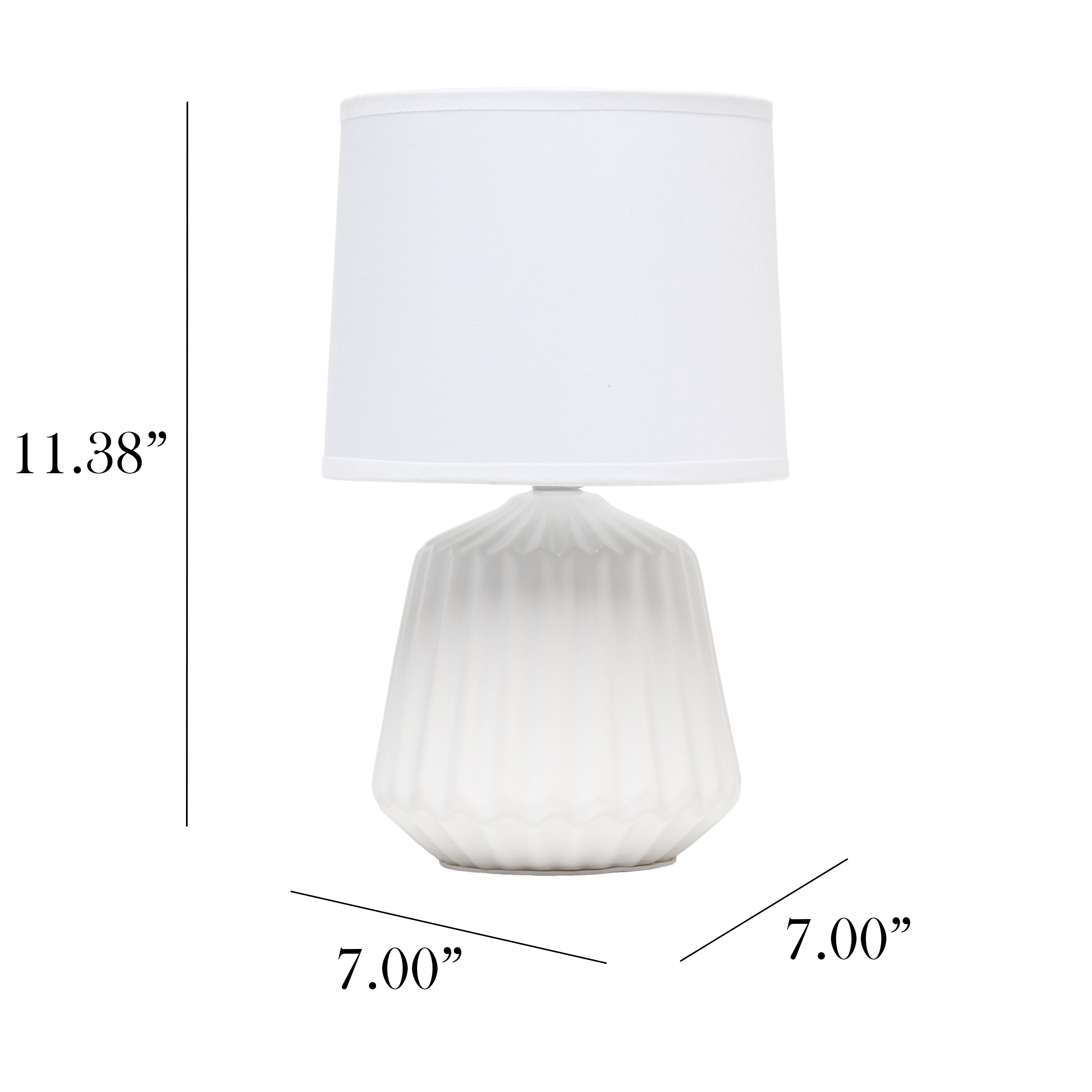 Petite White Ceramic Table Lamp with Pleated Base