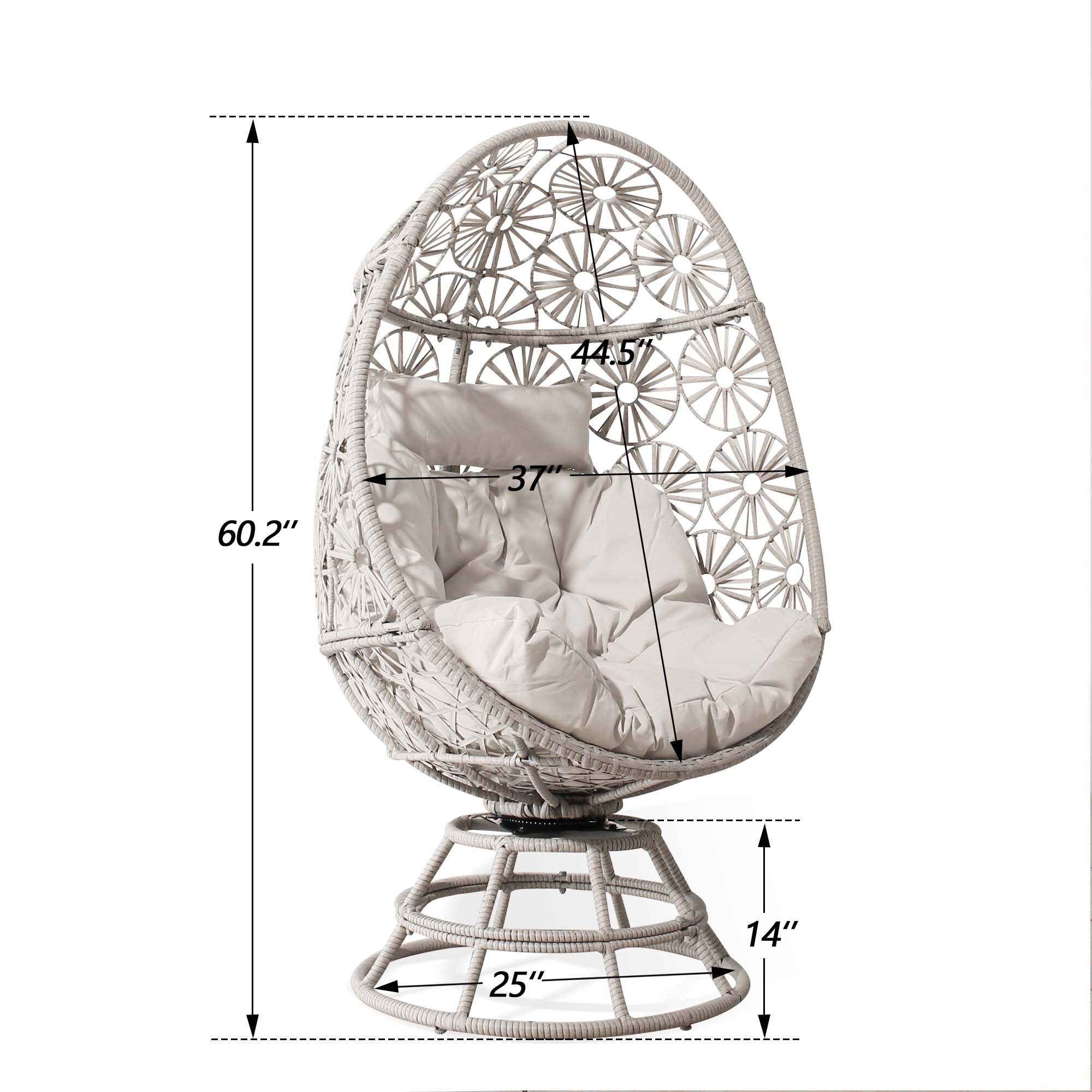 huren als Integreren PEAK HOME FURNISHINGS Egg chair Rattan Frame Swivel Egg Chair(s) with White  Olefin Cushioned Seat in the Patio Chairs department at Lowes.com