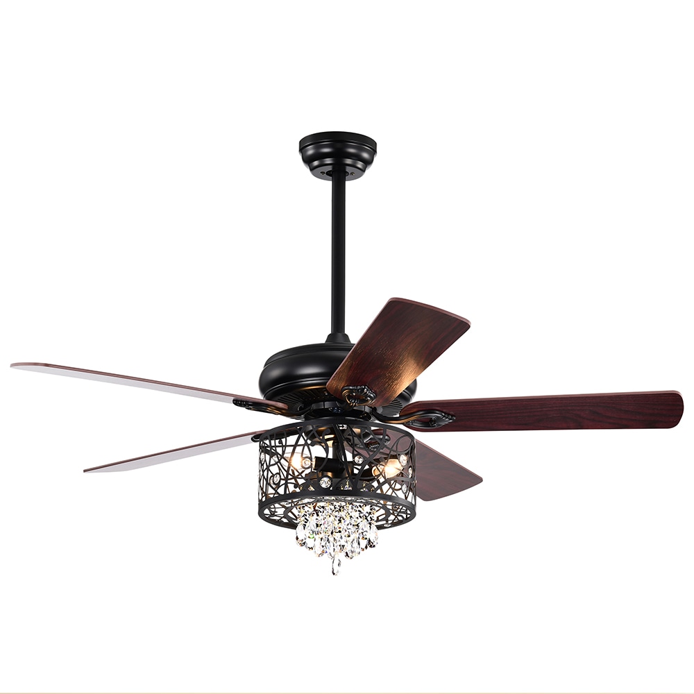 Sunrinx MG39-1-49L 52-Inches Black with Dark brown Blades Indoor/Outdoor Downrod mount Standard Ceiling Fan With Light and Remote ( 5 -Blade)