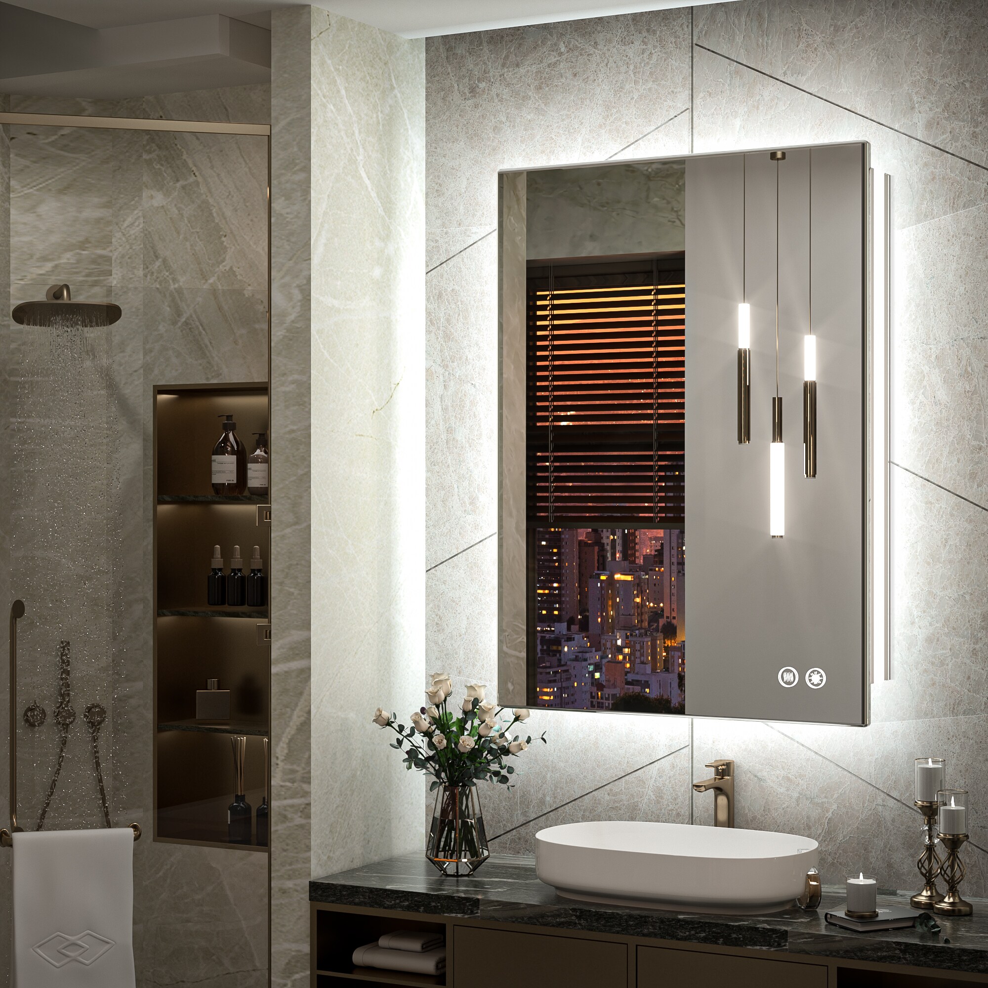 Keonjinn LW-JZ-BG-6191 Framed-Bath-Mirrors - View #2