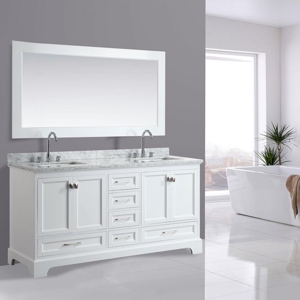 Design Element Omega 72-in White Undermount Double Sink Bathroom Vanity ...