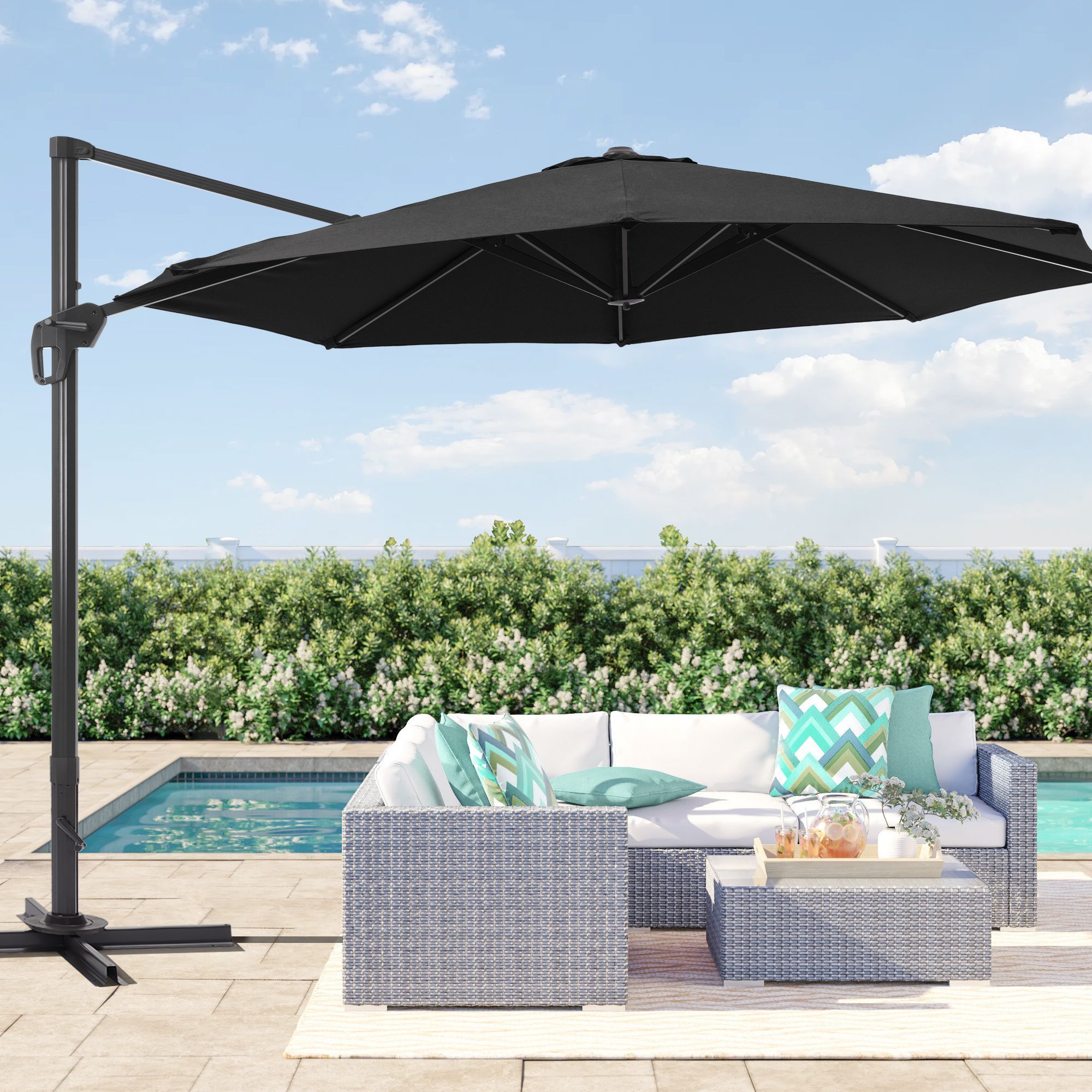 Sonkuki SD-NB11-BK 11-Feet Aluminum Black No-tilt Cantilever Patio Umbrella