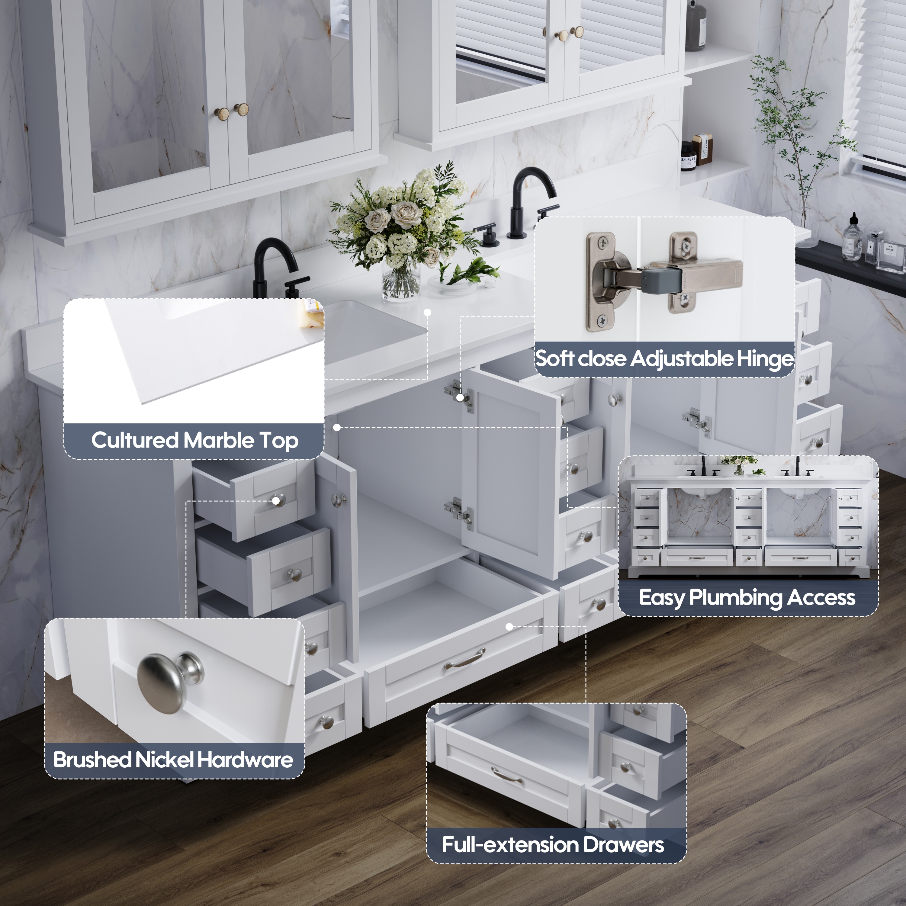 WELLFOR EX-BV60BR Bath-Vanity-Combo - View #5