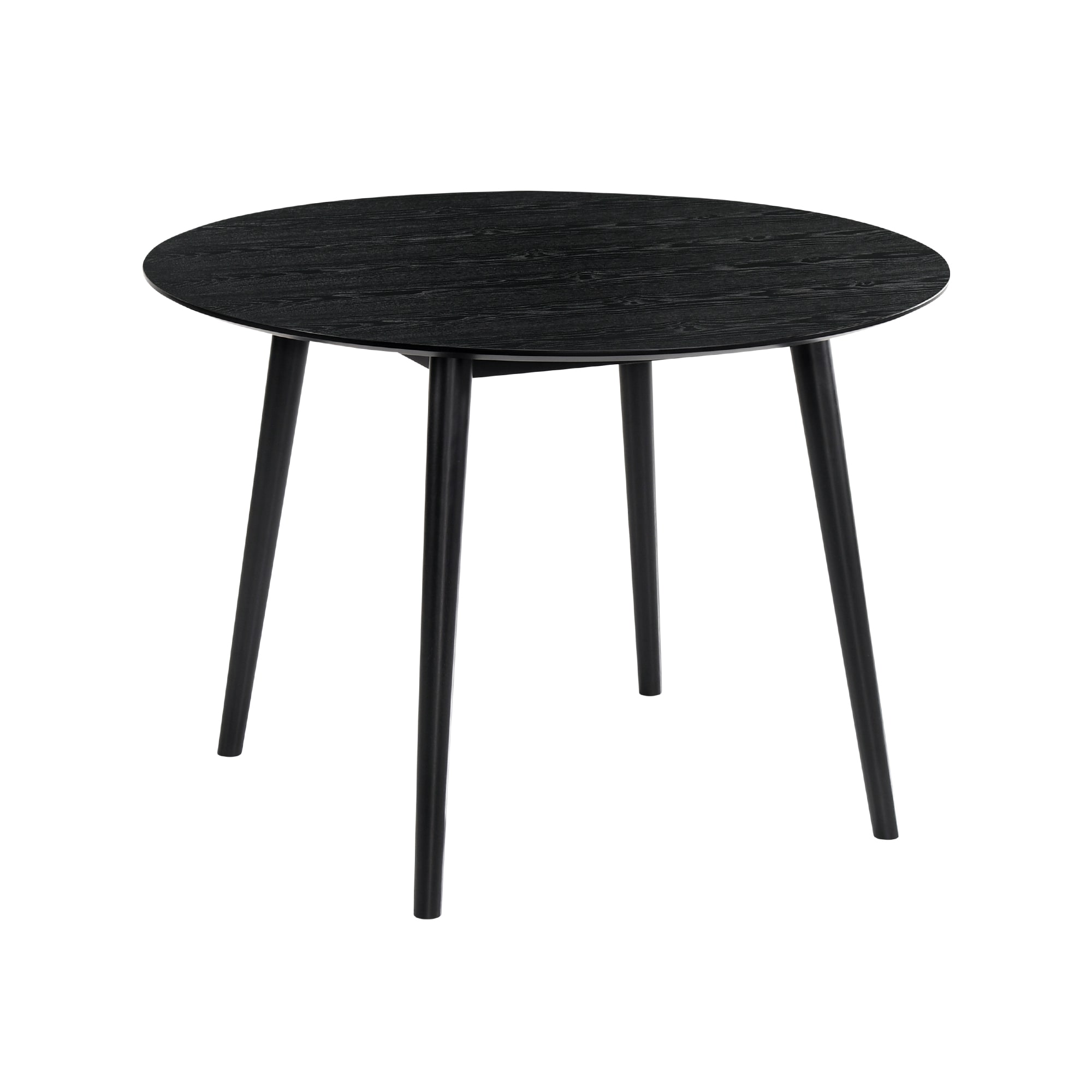 Armen Living LCARDIBL42 Natural Round Contemporary/Modern Dining Table, Wood with Black Wood 42-in L x 30-in H