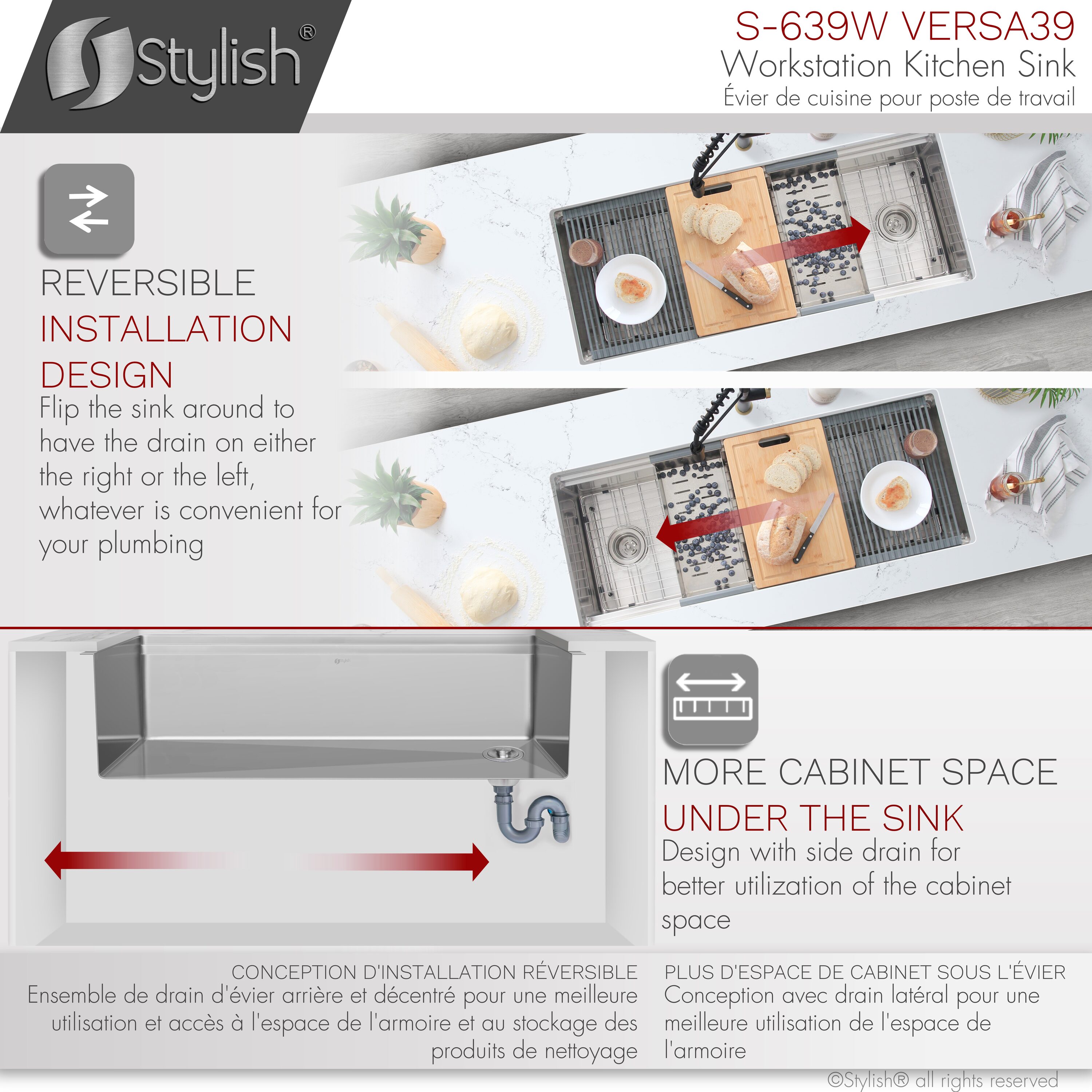 Stylish S-639W Kitchen-Sinks - View #12