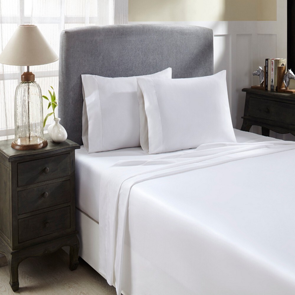  PPC-800Q-PL-SAT-WH Queen 800 -Thread Count Cotton White Bed Sheet Set