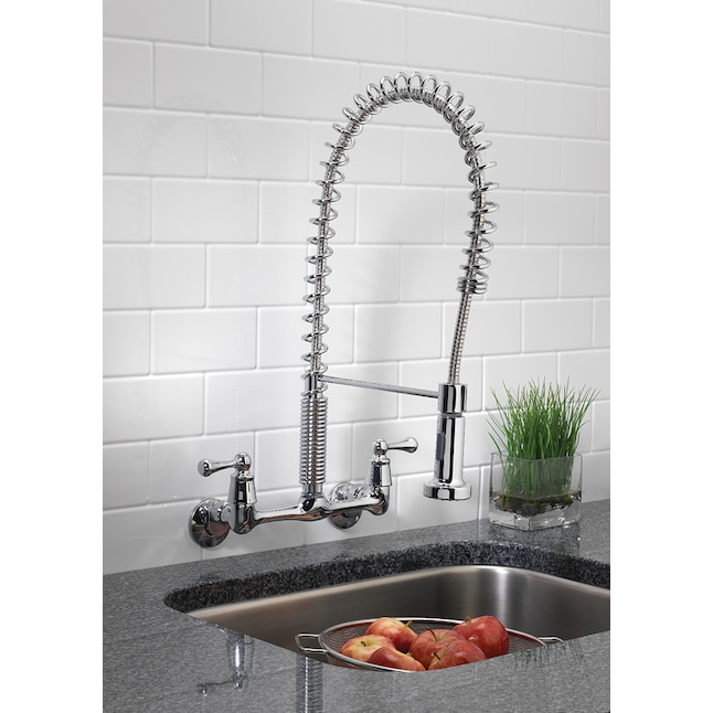 Tosca Nora Chrome 2 Handle Wall Mount Pre Rinse Kitchen Faucet In The Faucets Department At Com - Wall Mount Pull Down Faucet