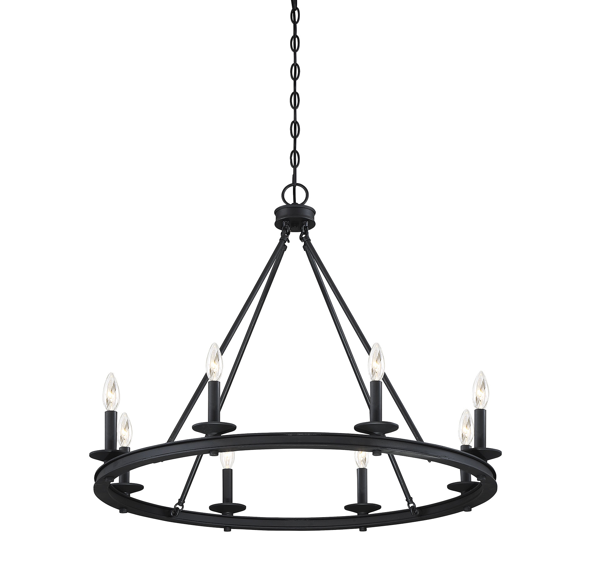 Matte Black 8-Light Metal Candle Chandelier
