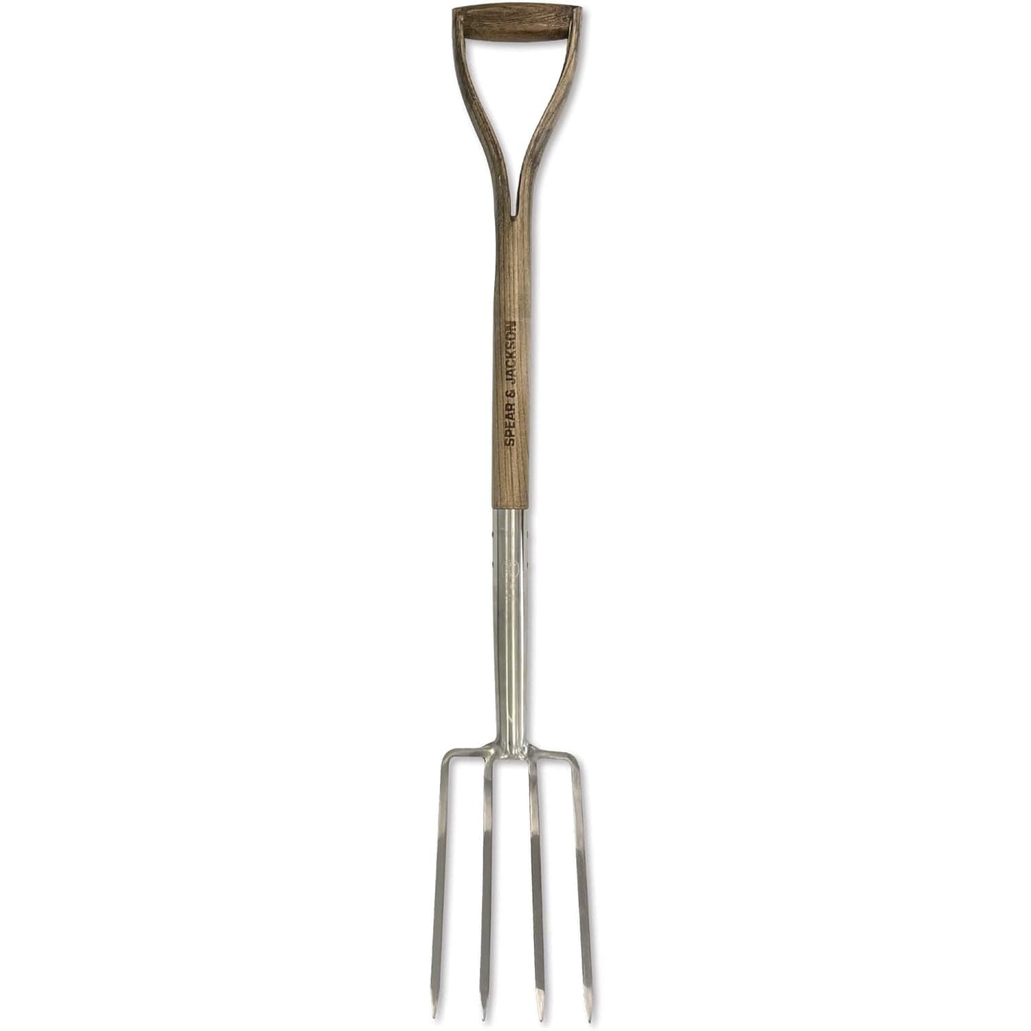 Lehman's 4552BF Spear and Jackson Traditional Stainless Steel Border Fork - Durable Heavy Duty Garden Tool - Ideal for Aerating Weeding and Digging - Comfortable Wooden Handle