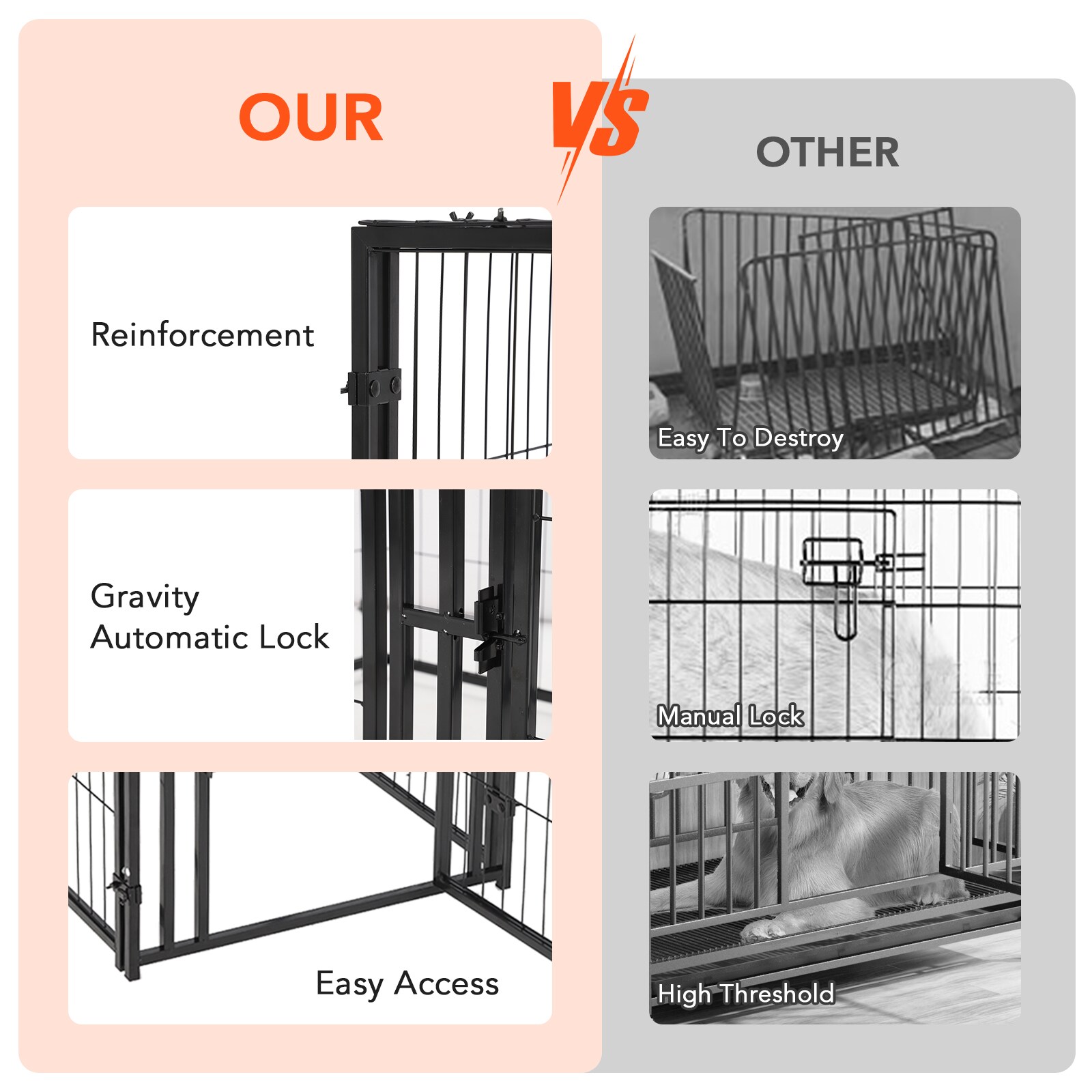 テーブル Assile Large Indoor Metal Dog Crate with Double Door and Roof