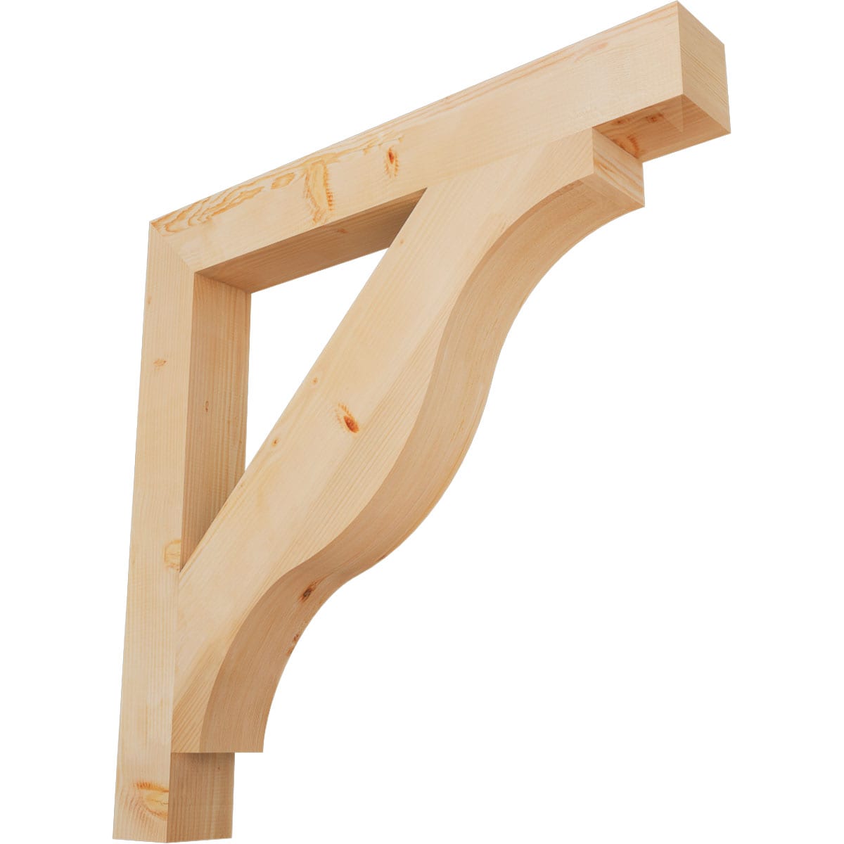 Ekena Millwork BKT06X48X48FST05SDF Funston Block Smooth 5-1/2-in x 48-in x 48-in Douglas fir Brown Wood Standard bracket