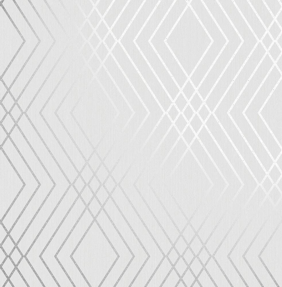 Fine Decor FD42603 Medley 56.4-Sq. Feet Silver Paper Geometric Unpasted Wallpaper