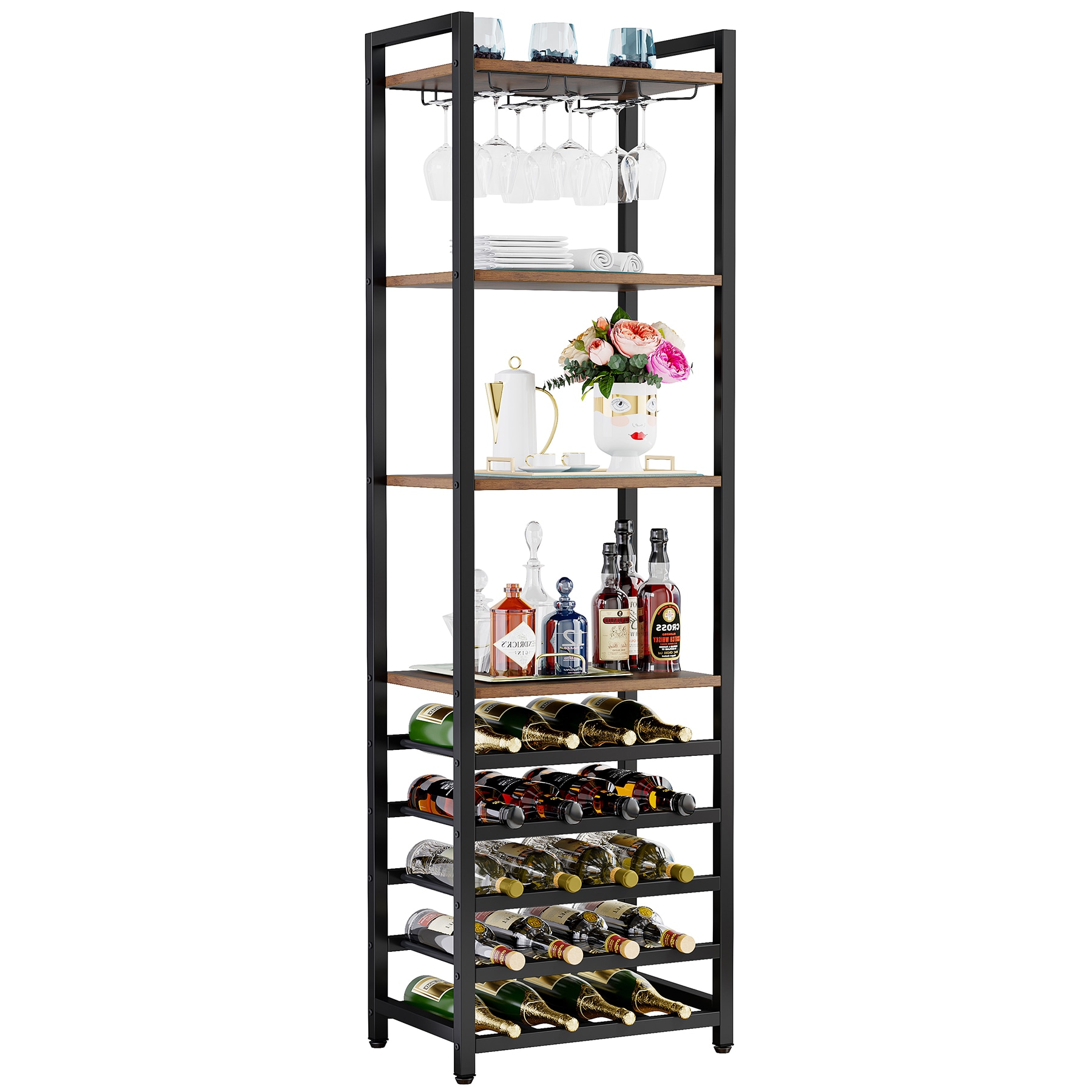 Tribesigns HOGA-JW0326 20 -Bottle Brown MDF Wine rack