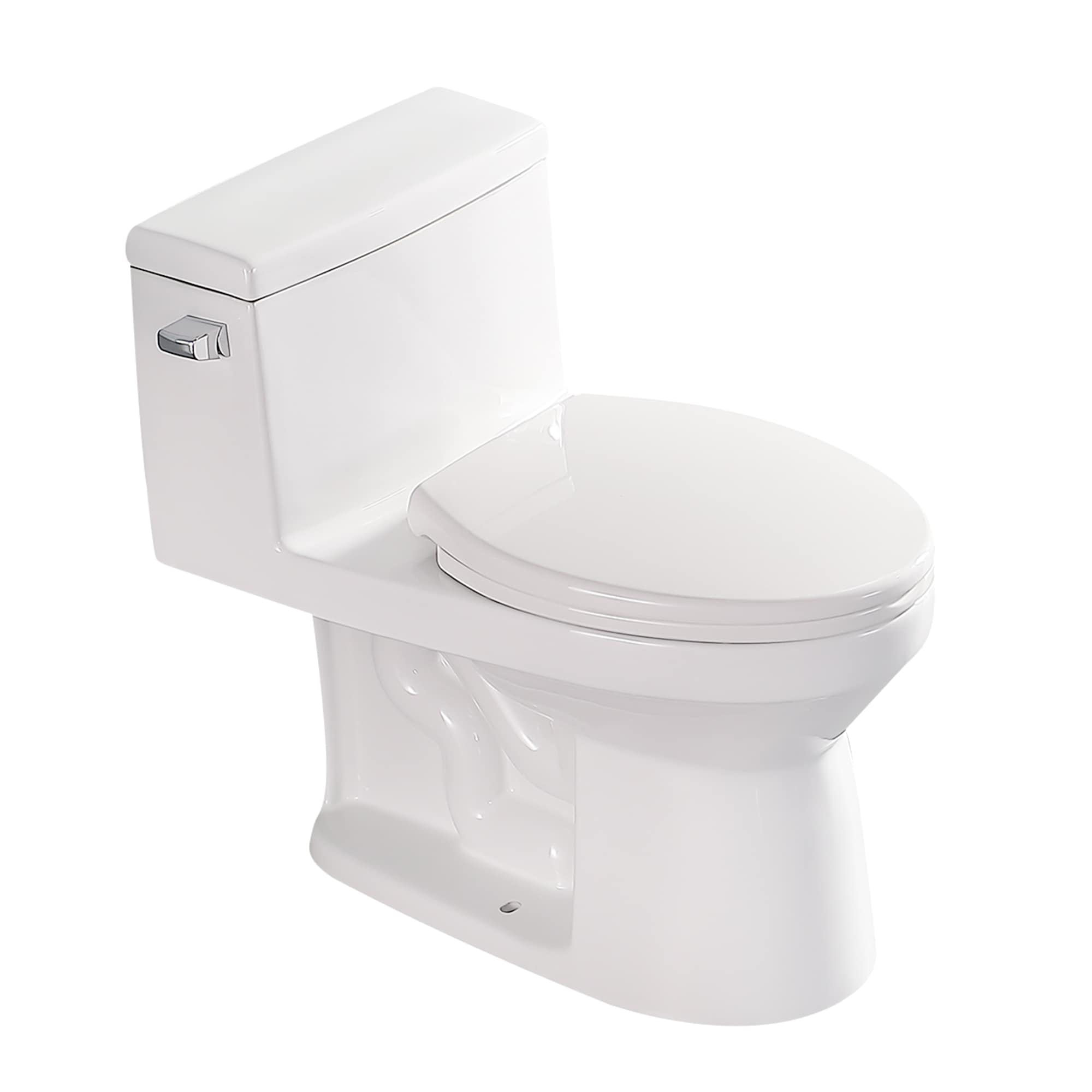 Lordear LD-BATHMA133TC White Elongated Chair height Soft Close 1-piece Toilet 12-in Rough-In WaterSense 1.28 GPF