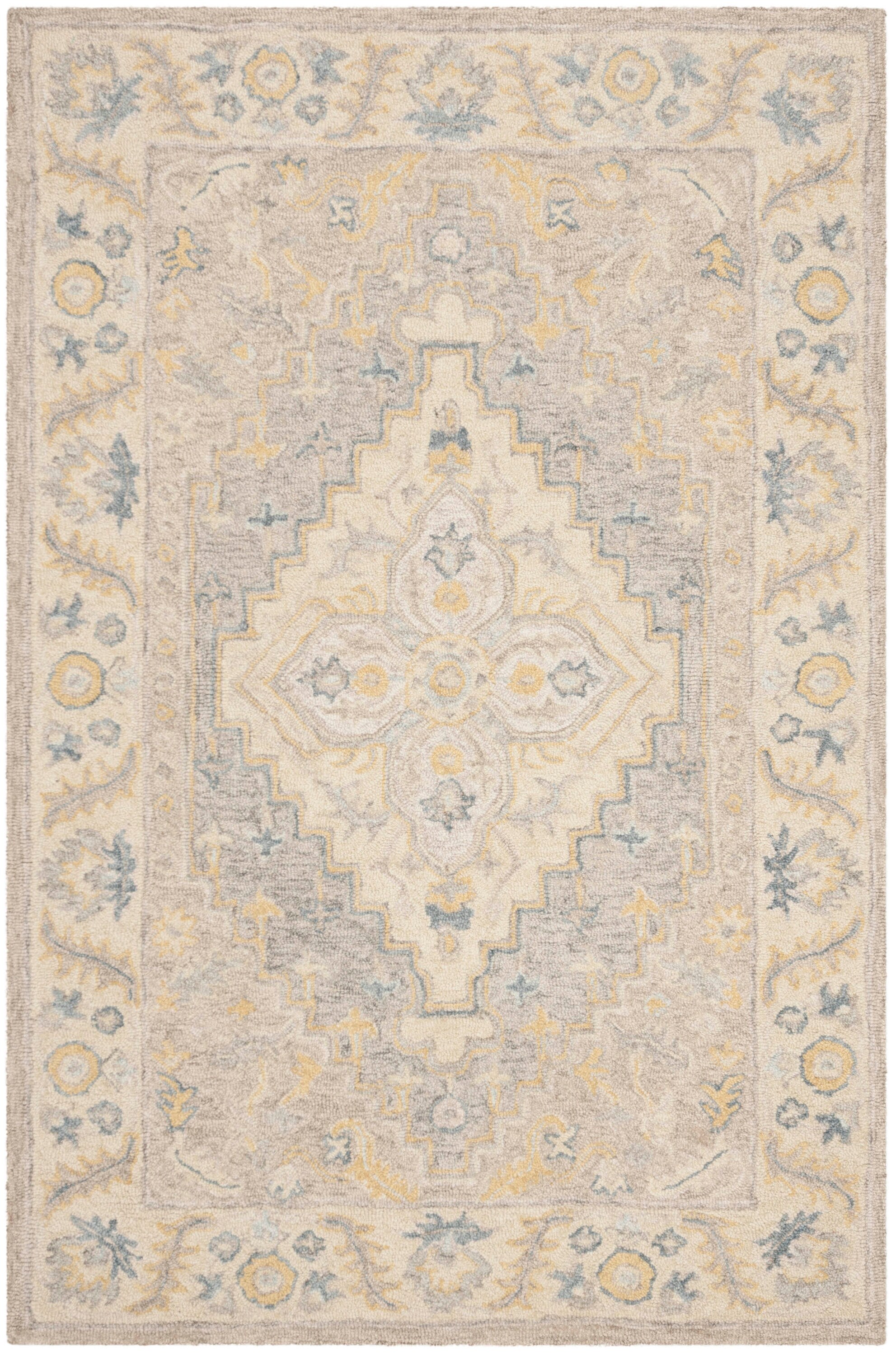 Handmade Gray Wool Tufted Area Rug 4' x 6'