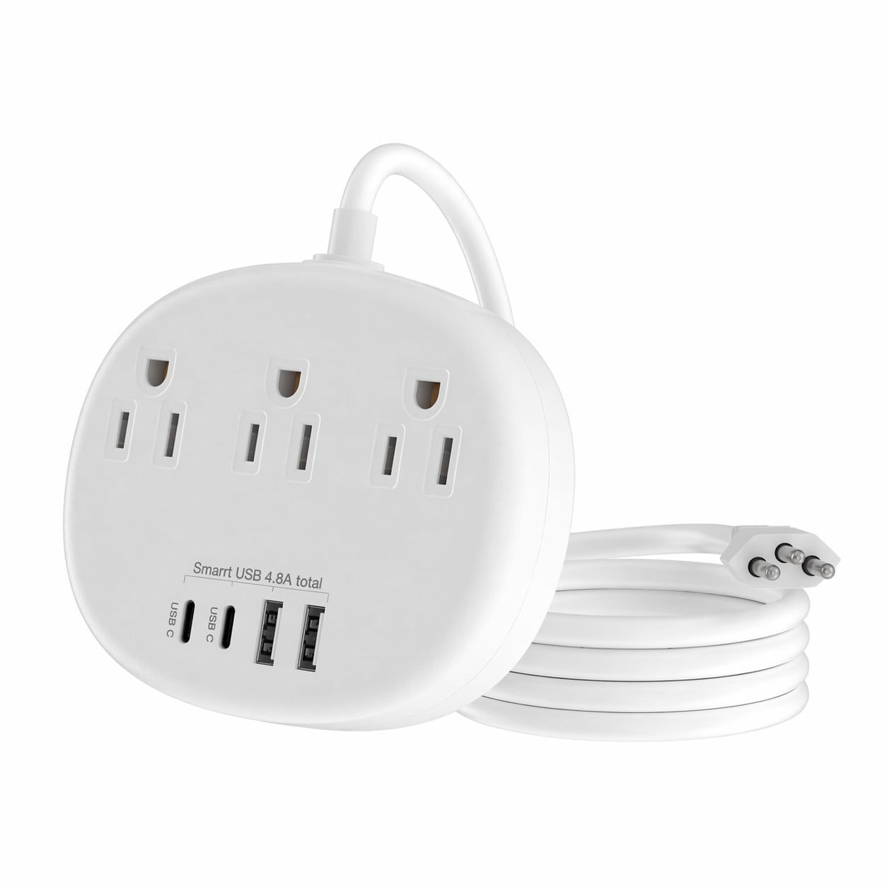 Lukvuzo  Brazil Power Adapter Type N Plug 3 American Outlets 4 USB Ports 2 USB C 24W Travel Adapter with 3FT Cord for USA to Brazil