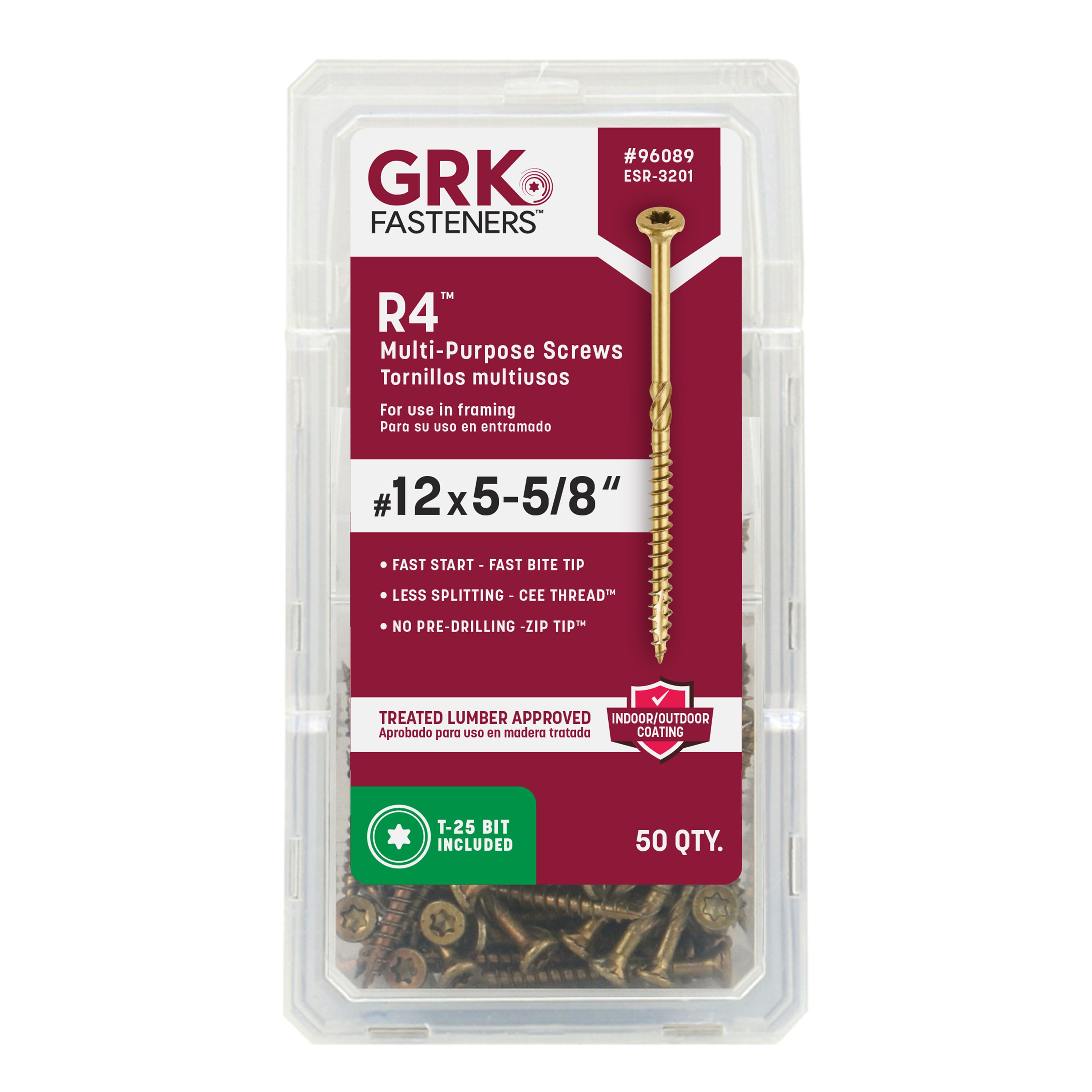 GRK R4 #12 x 5-5/8-in Polymer Exterior Wood screws ( 50 -Per Box ) #96089.0