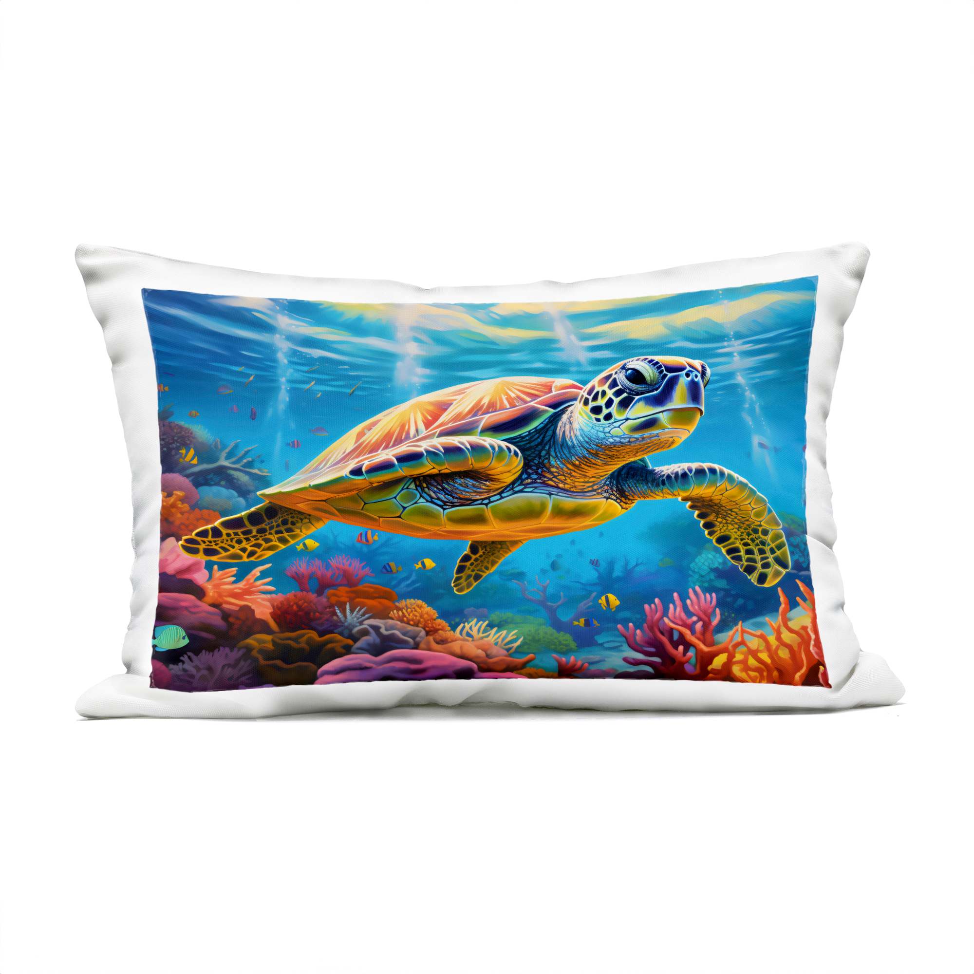Stupell Industries PLQ-787-ORC-14X20 Sun Rays Under The Sea Outdoor Printed Pillow design by LSR Design Studio 14 x 20