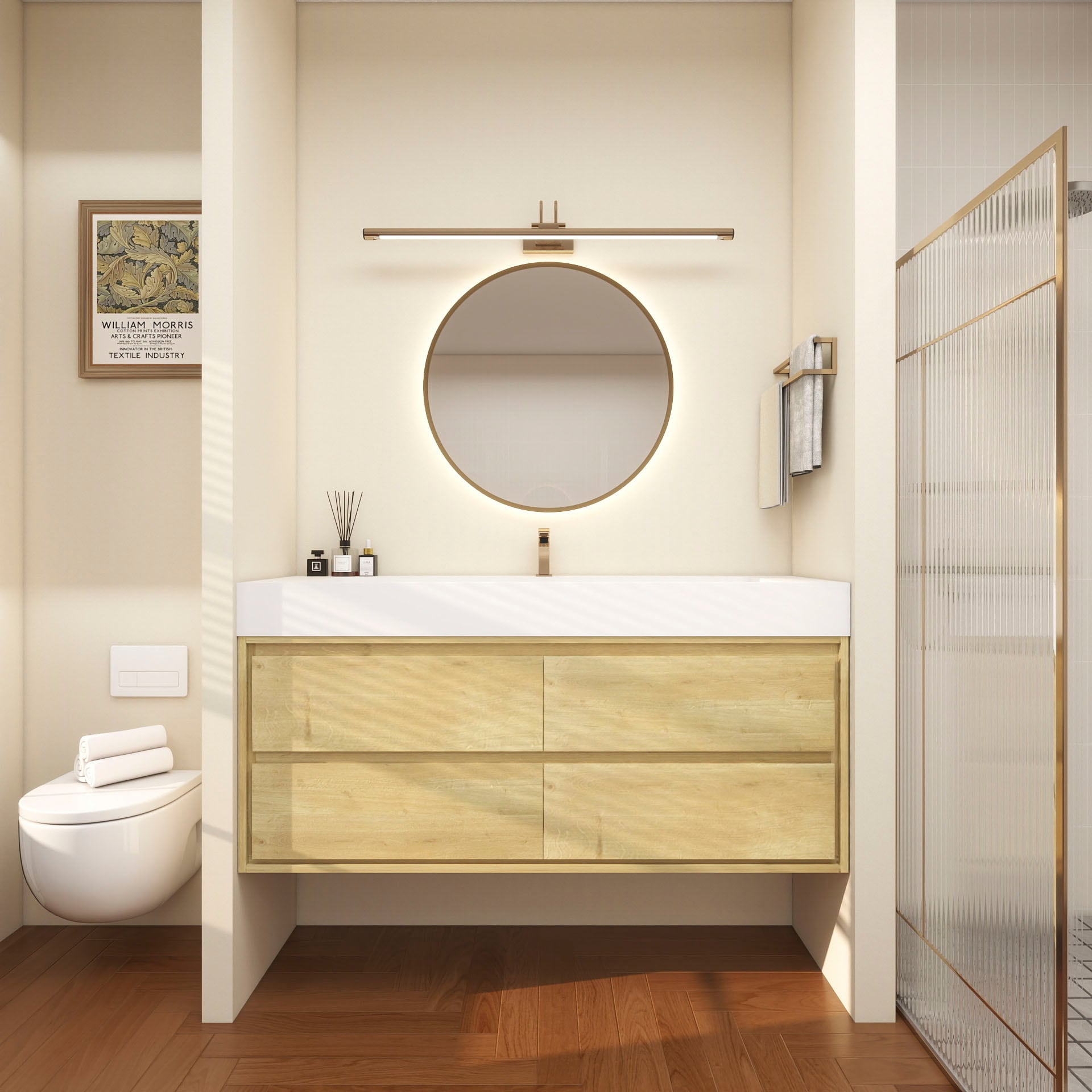 BV Better Vanity Saggie Single Sink Floating Bathroom Vanity with White Acrylic Top (Fully Assembled)