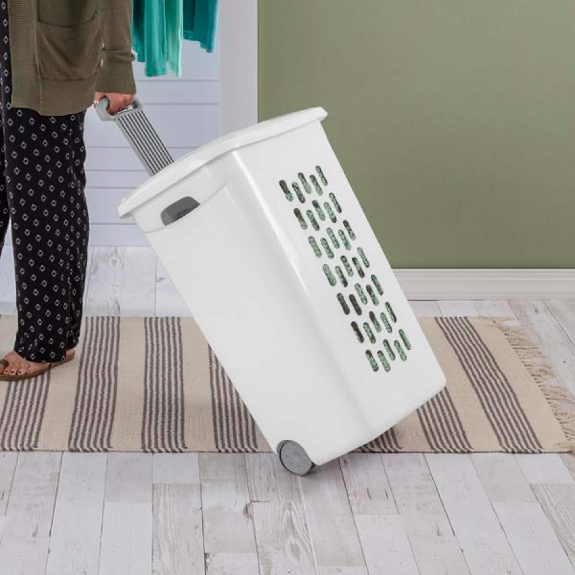 Sterilite 1213 - 2.2 Bushel Divided Laundry Basket White 12138004