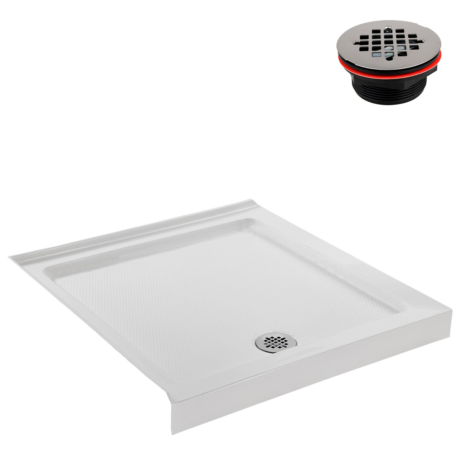 Streamline 36" White Acrylic Corner Shower Base with ABS Drain