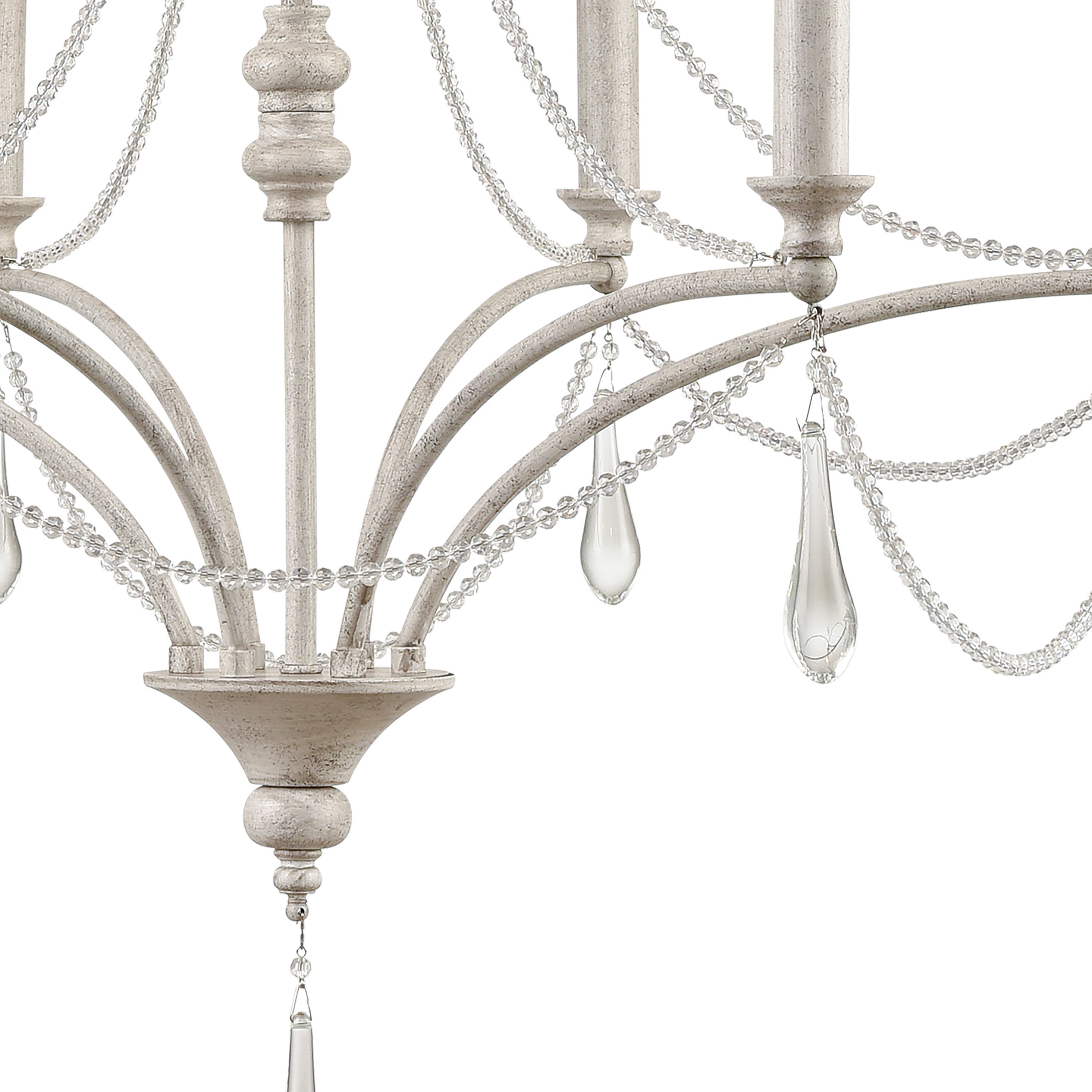 Vintage White Crystal 6-Light Candelabra Chandelier