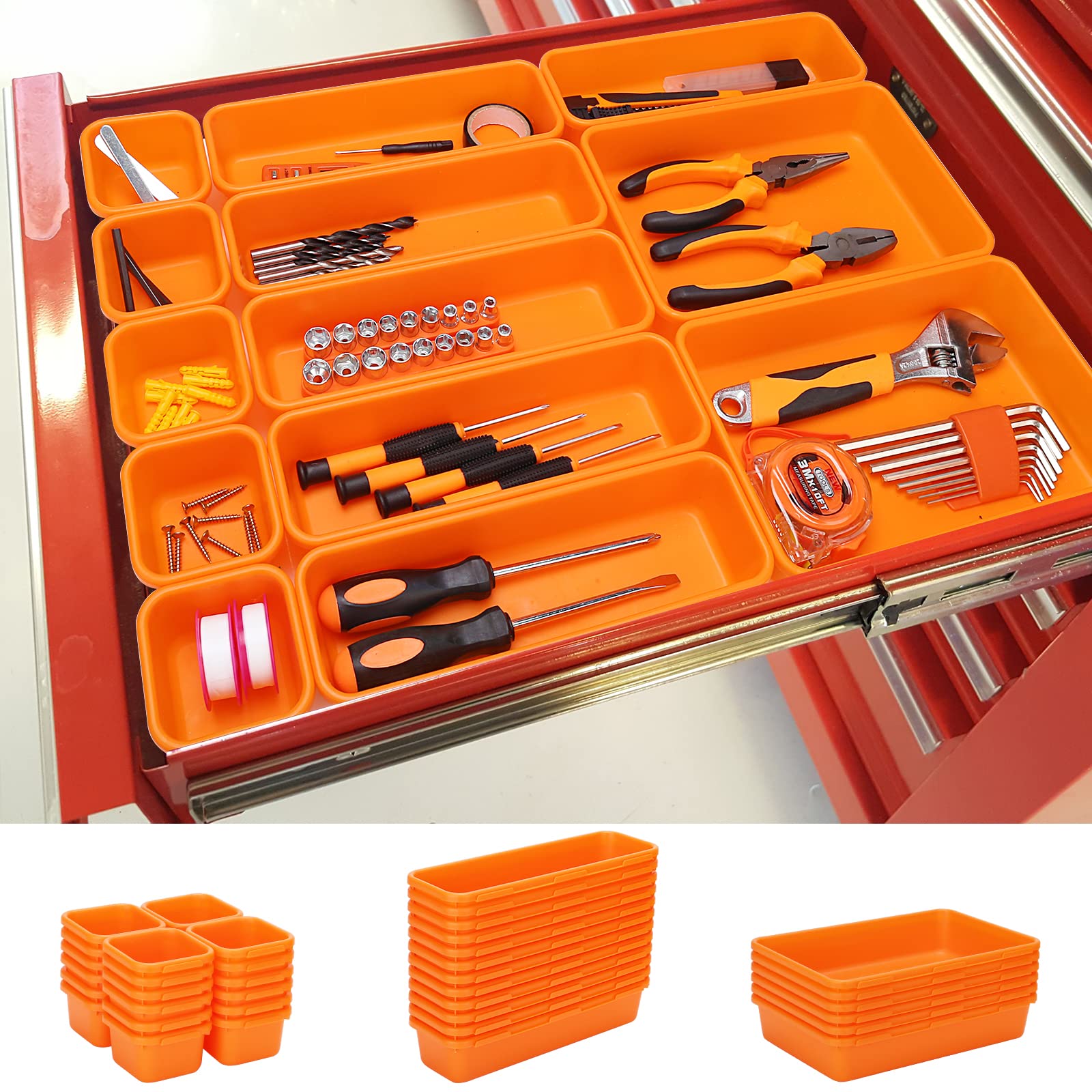 ITOPFOX  42 Pack Tool Box Organizer Tool Tray Dividers Rolling Tool Chest Cart Cabinet Workbench Desk Drawer Organization and Storage for