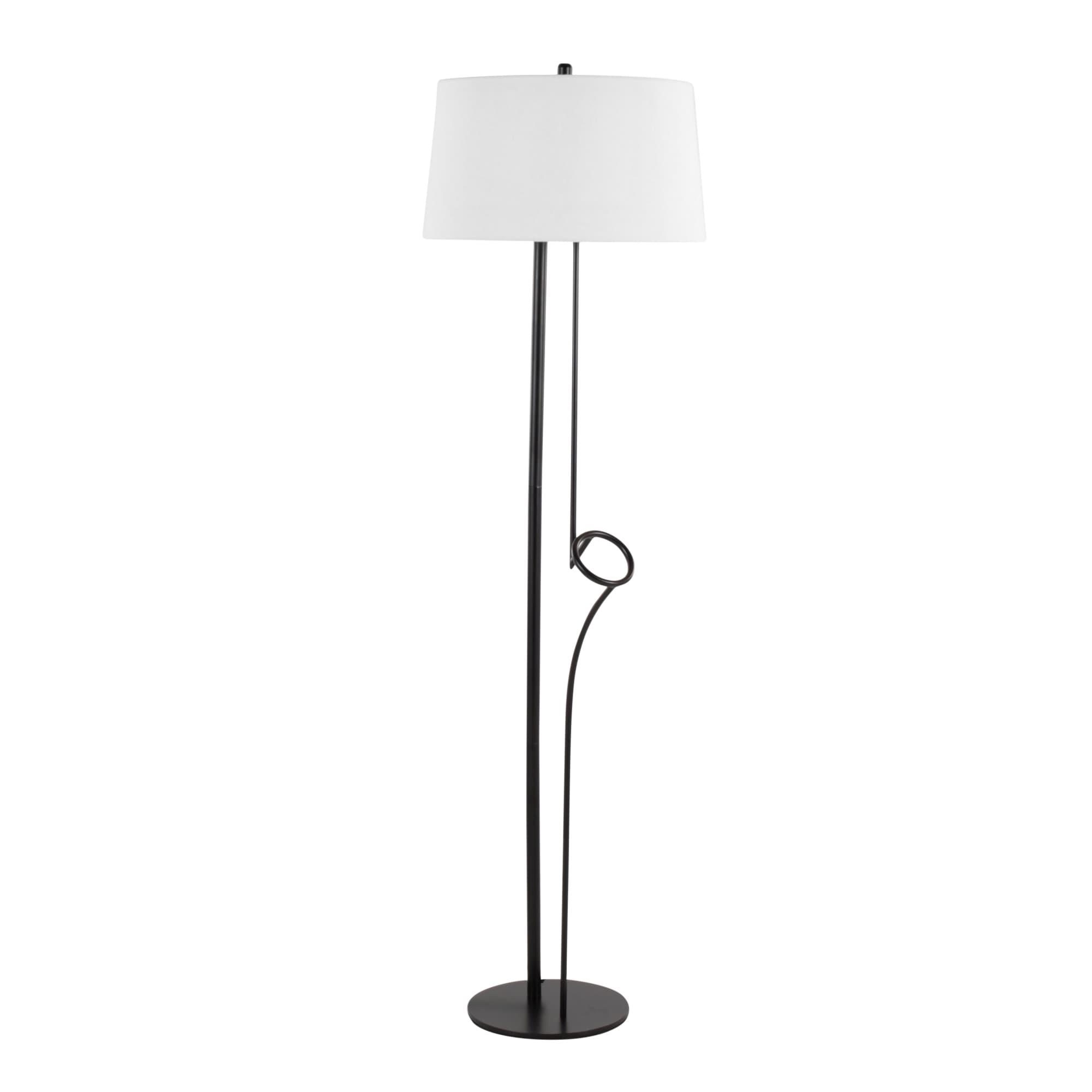 Trikiousd - 67 in Black Contemporary Floor Lamp with White Linen Shade
