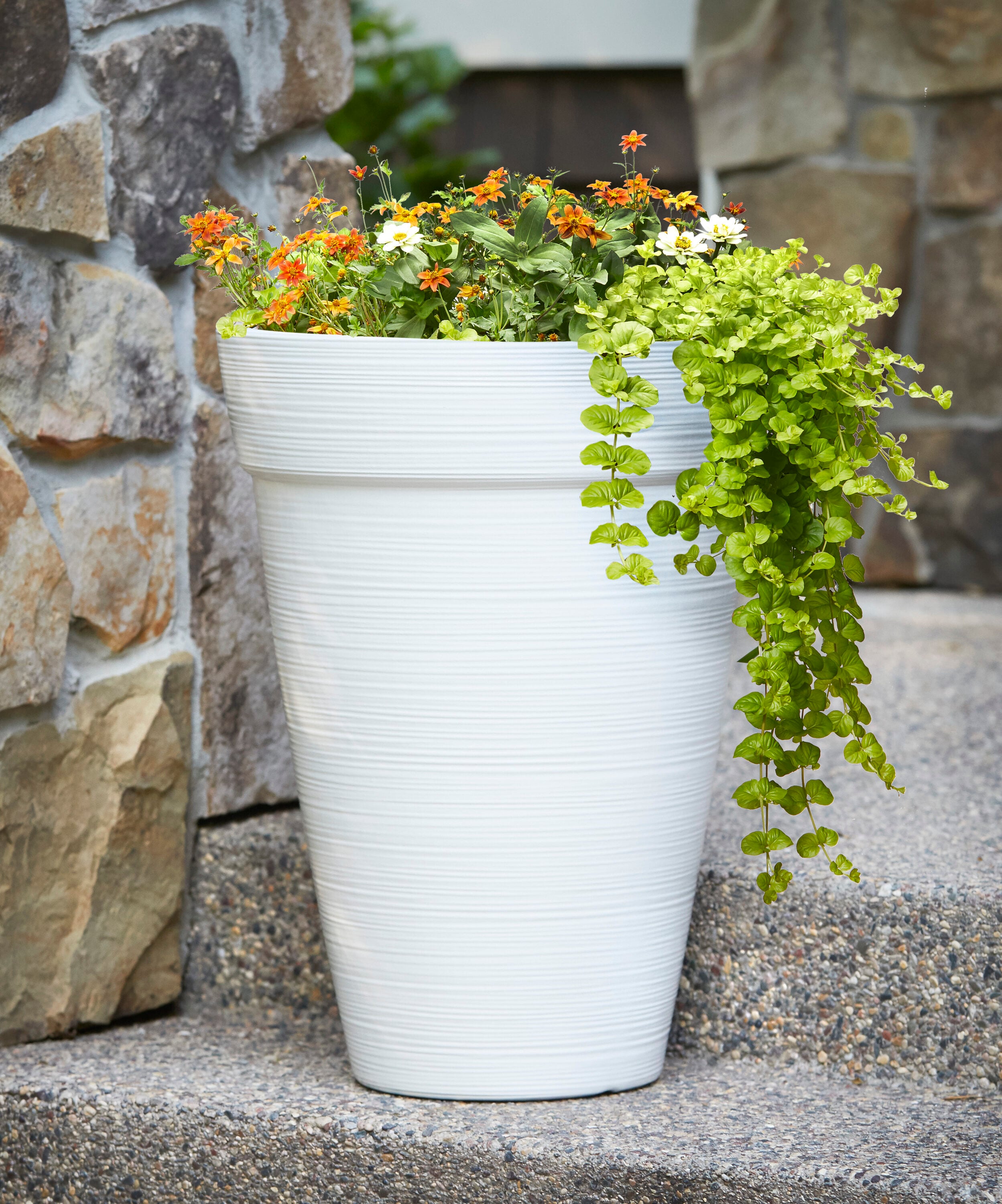 allen + roth 15.79-in W x 21.17-in H Contemporary White Resin Transitional  Indoor/Outdoor Planter in the Pots & Planters department at