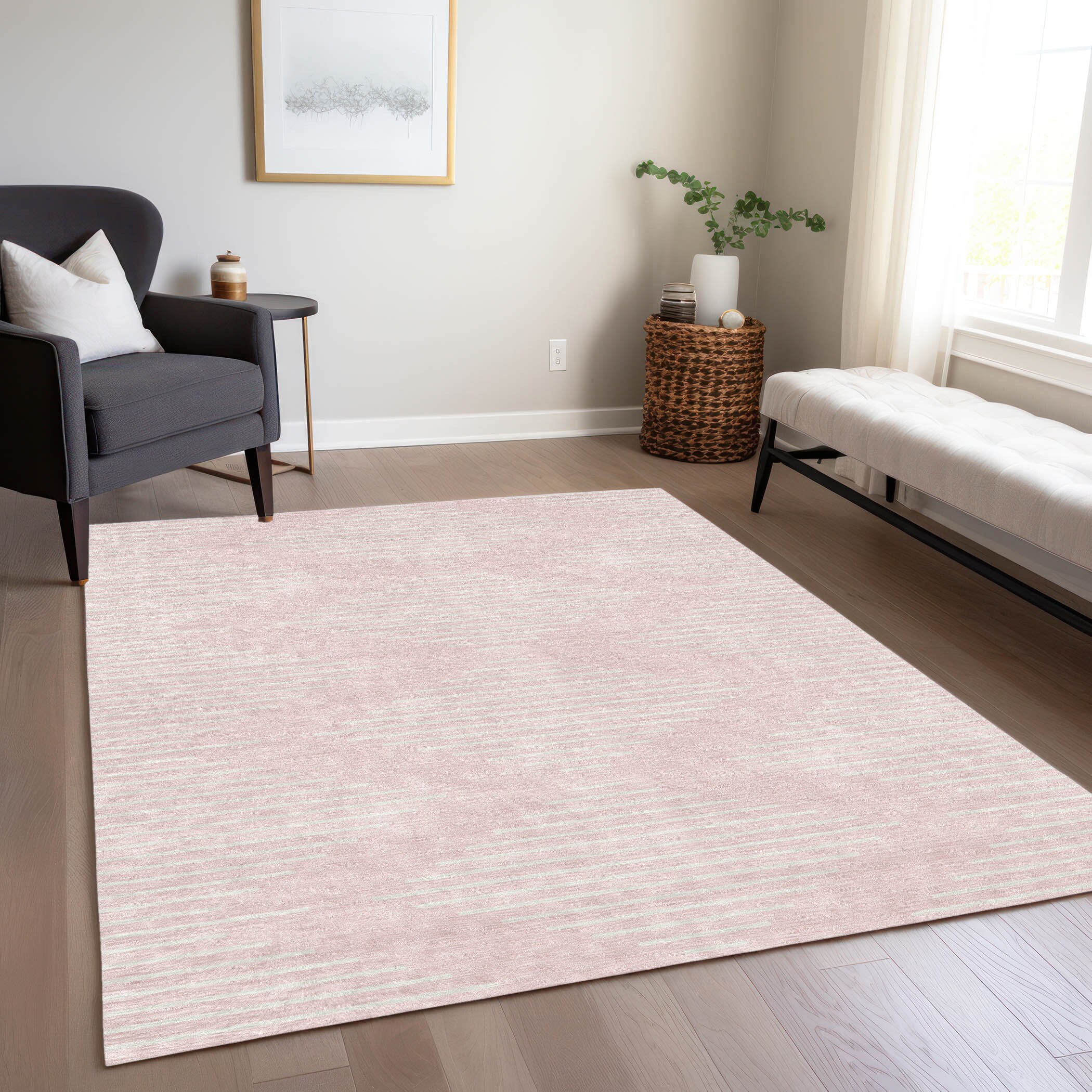 Addison Rugs ACN1016PI8X10 Chantille ACN1016PI 8 x 10 (ft) Polyester Pink Rectangular Indoor/Outdoor Geometric Machine washable Area rug
