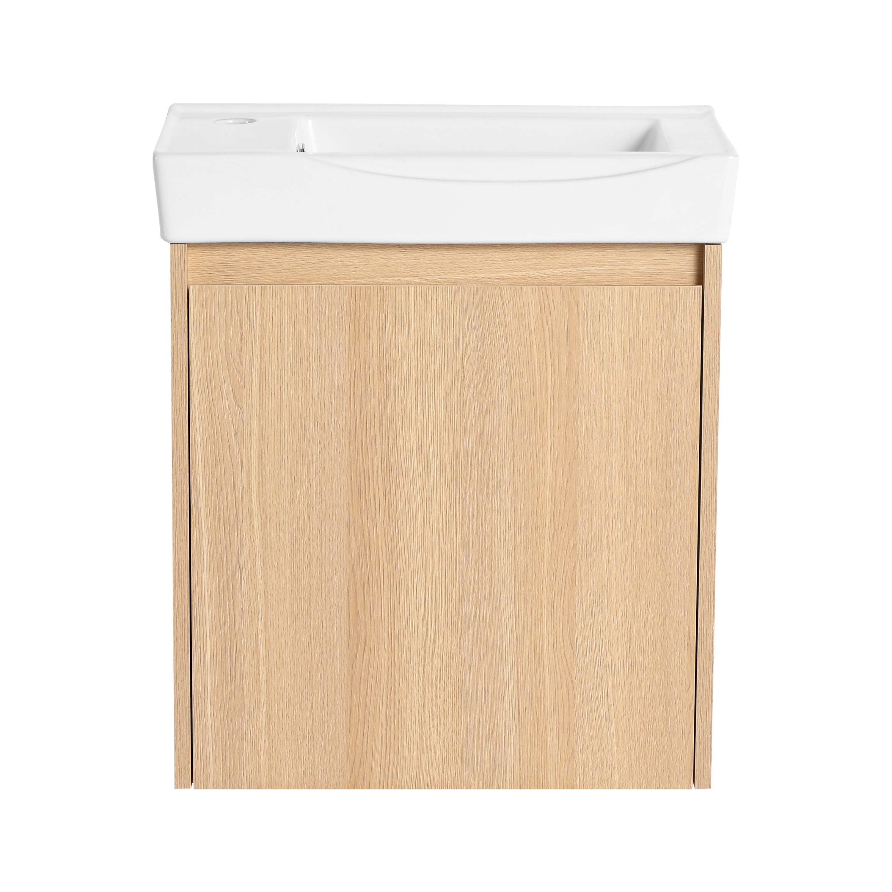 Iseryn - 19.69-in Oak Single Sink Bathroom Vanity with White Ceramic Top
