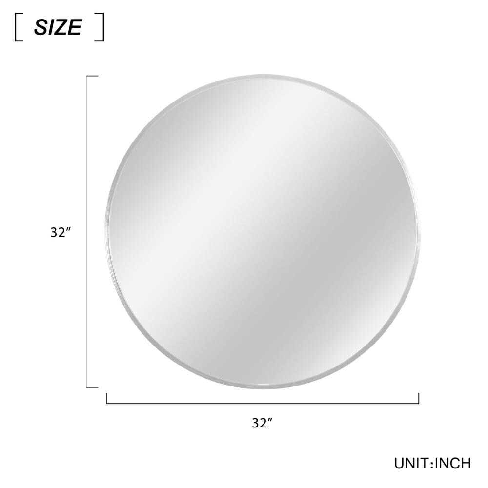 31-in W x 31-in H Round Silver Framed Wall Mirror at Lowes.com