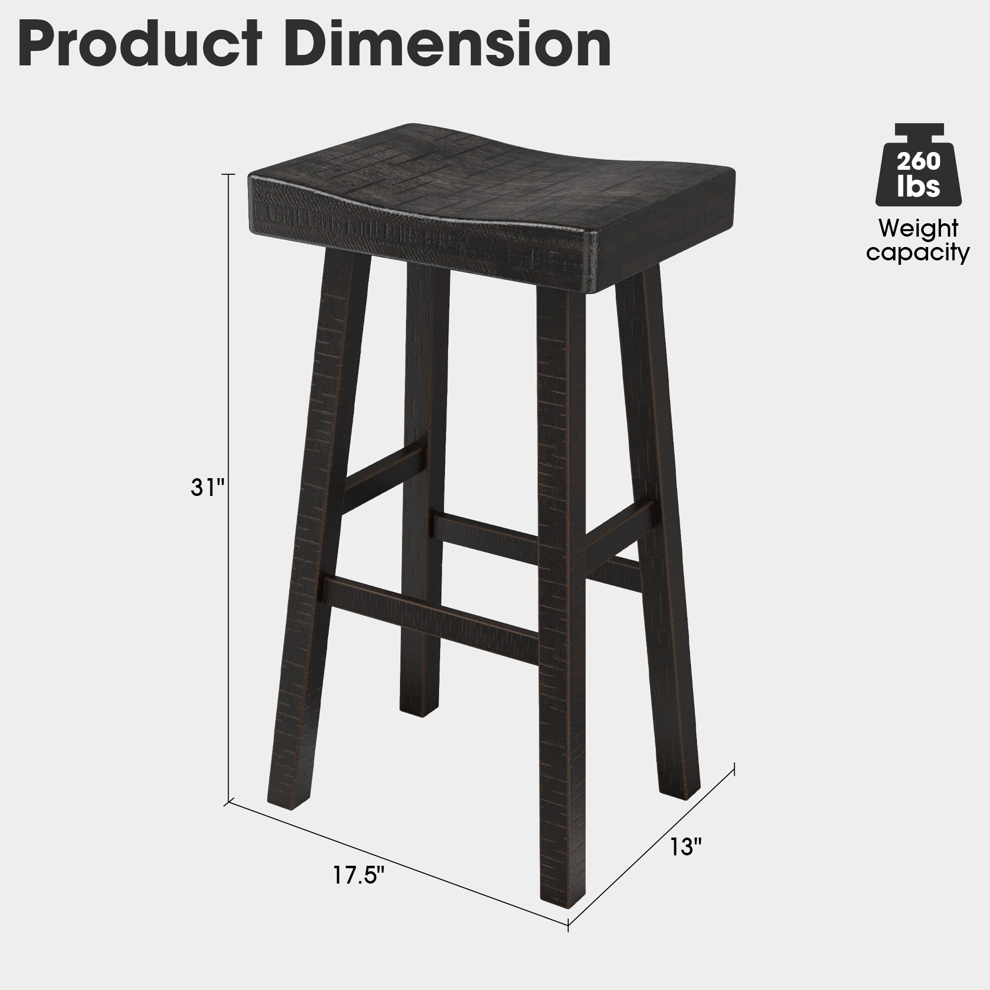 Matrix Decor MDFM-BR3001BK-29-2PK stools - View #4