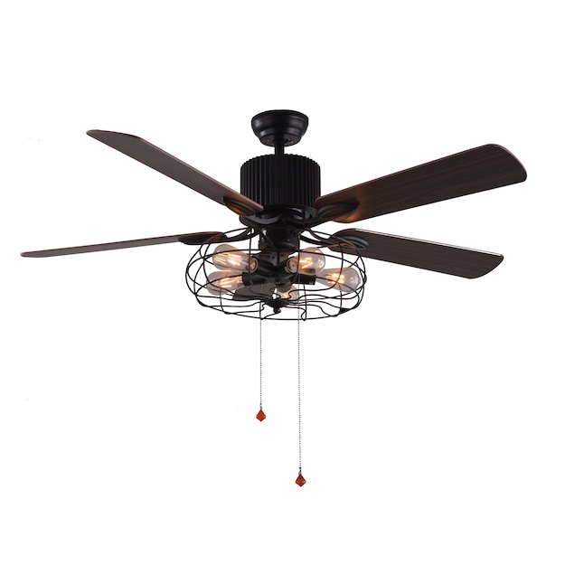 Bella Depot Chandelier Ceiling Fan 52 In Black Color Changing Indoor Cage With Light Remote 5 Blade The Fans Department At Com - Small Caged Ceiling Fan No Light