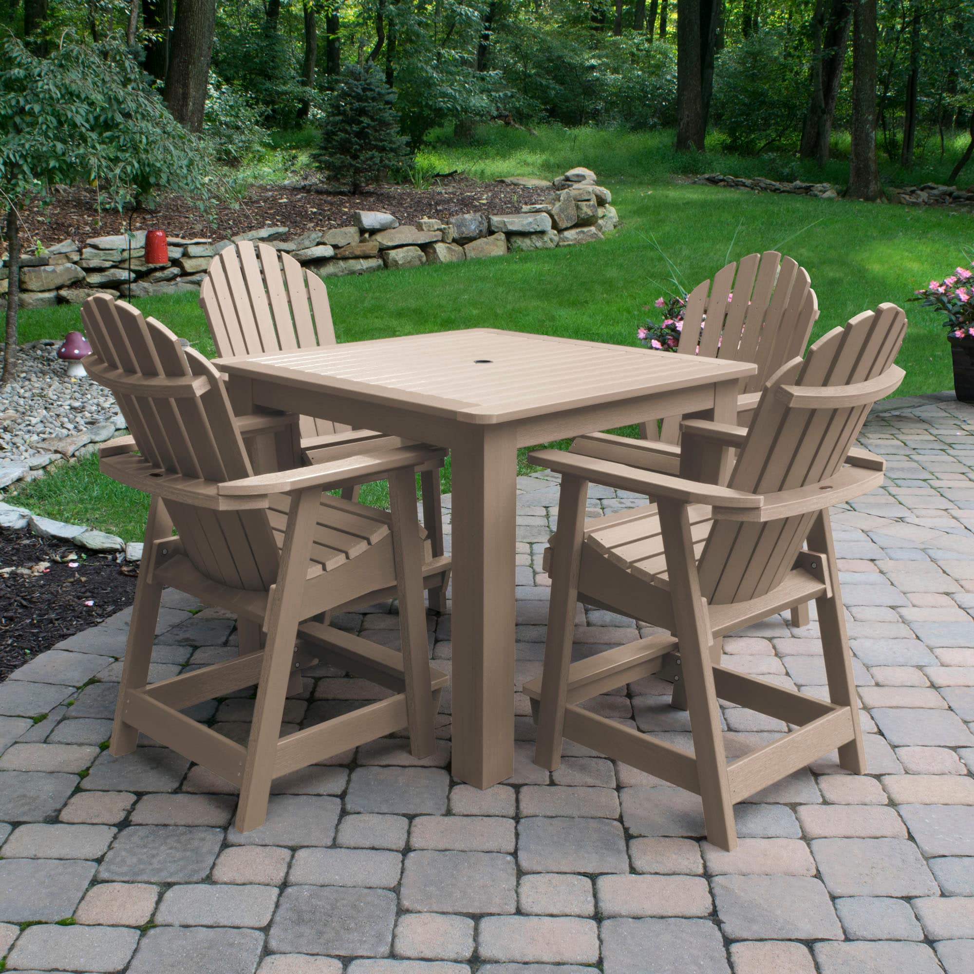 highwood Hamilton 5-Piece Brown Bar Height Patio Set in the Patio ...