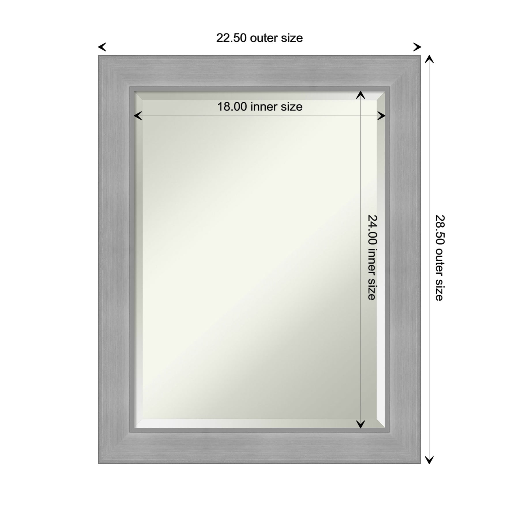 Vista Brushed Nickel Rectangular Bathroom Vanity Mirror