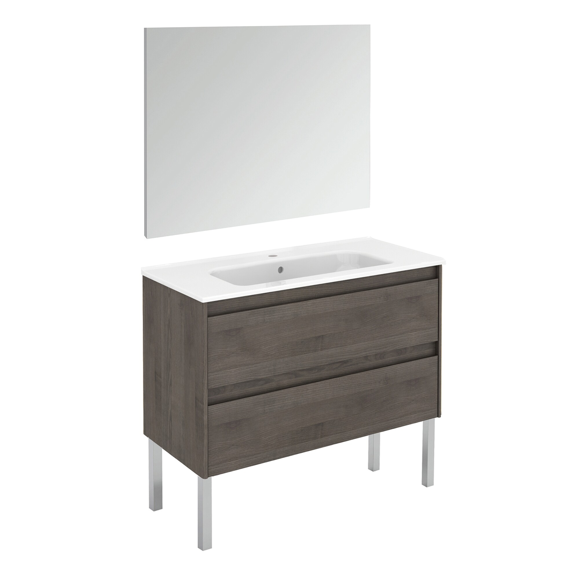 WS Bath Collections Ambra 40-in Samara Ash Single Sink Bathroom Vanity with Ceramic White Ceramic Top