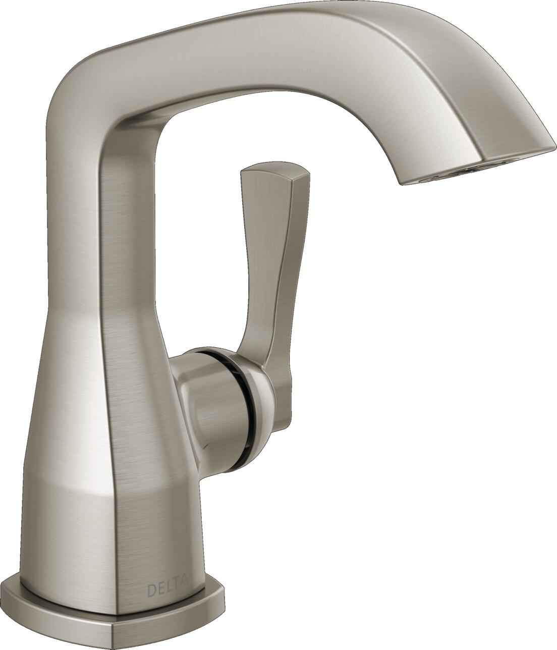 Delta 576-SS-PR-LPU-DST Stryke Lumicoat Stainless Single hole 1-handle WaterSense Low-arc Residential Handle Bathroom Sink Faucet with Deck Plate