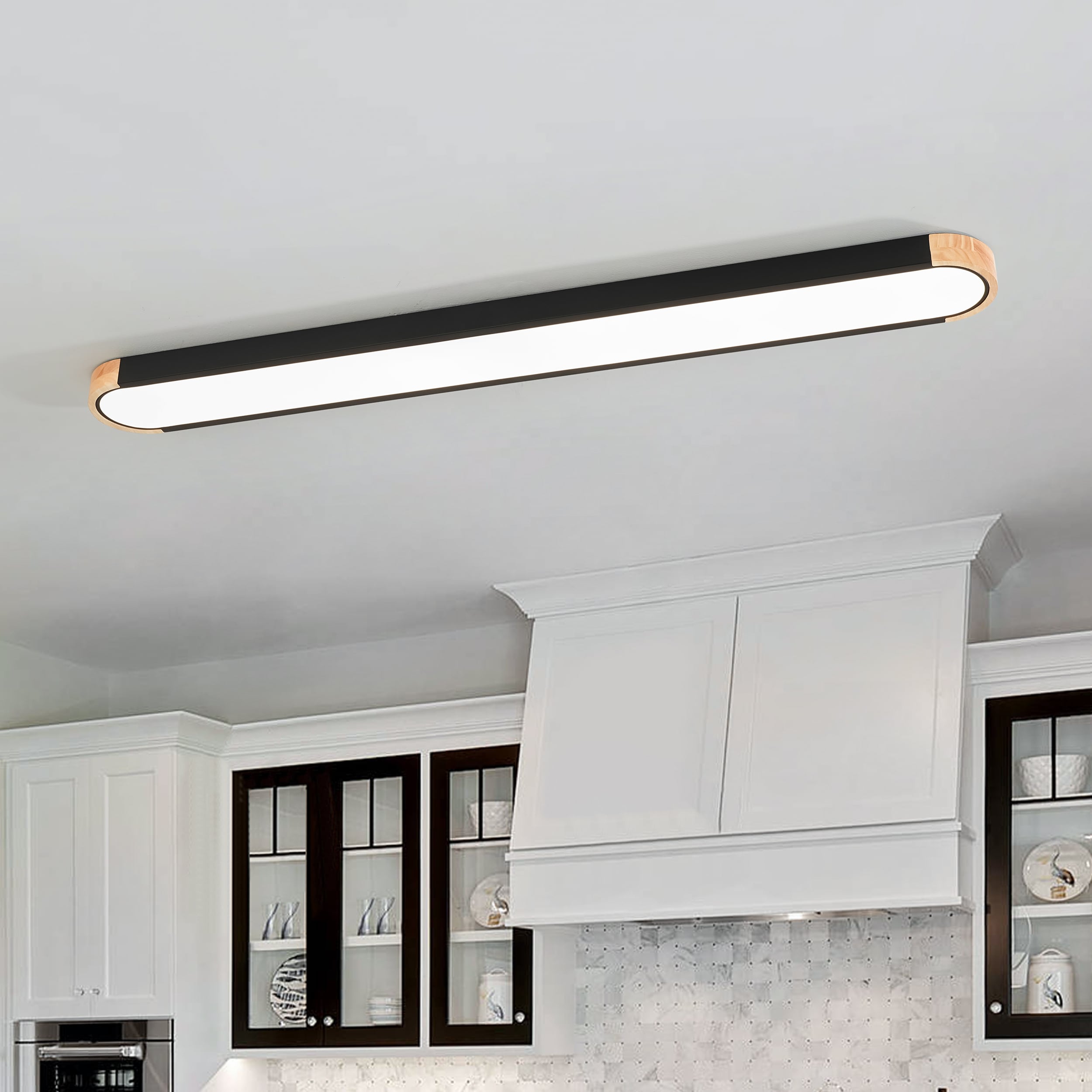 Zicbol J81010000072678 1 -Light 48-in Matte Black Flush Mount Light
