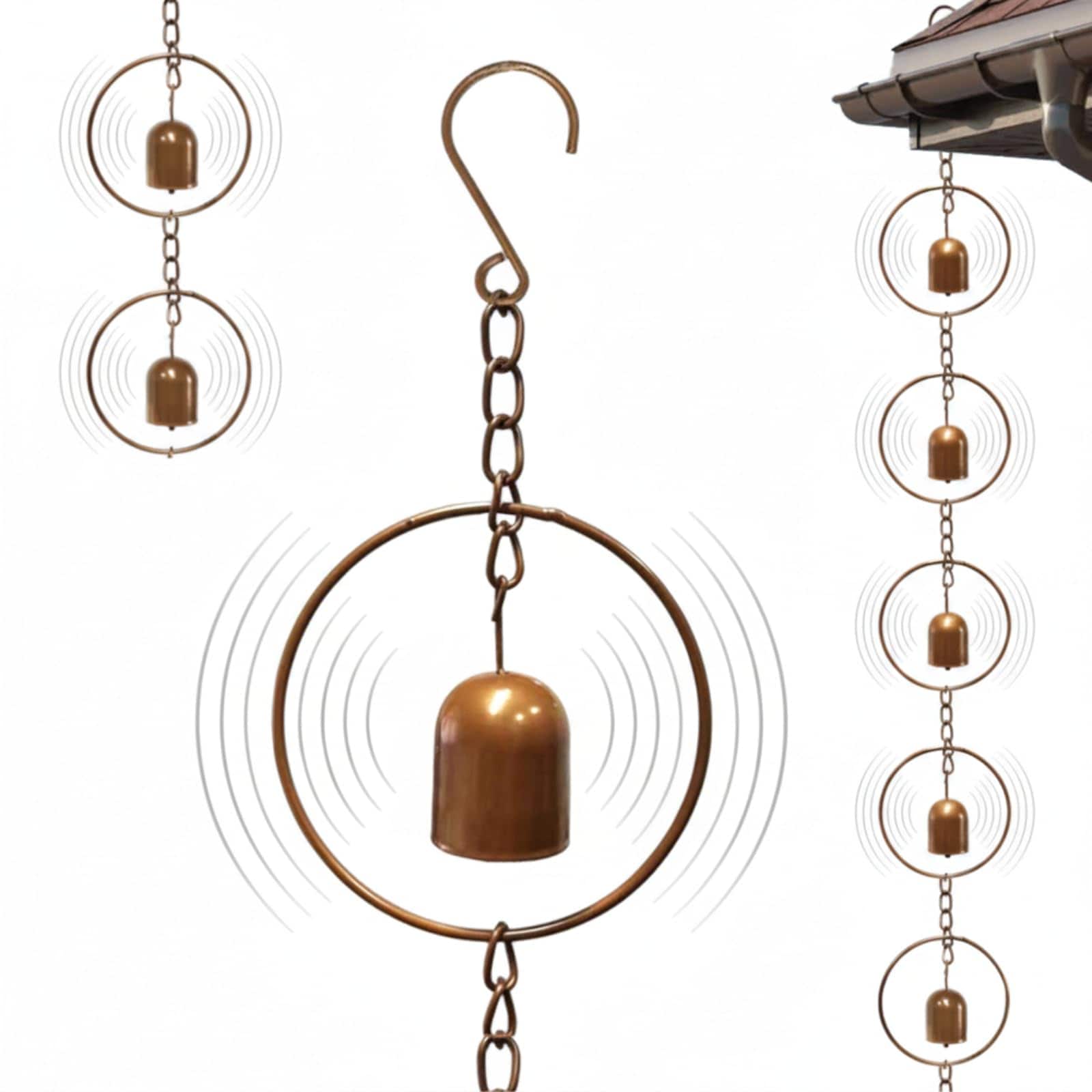 AOIZGMY  Metal Bell Rain Chain for Gutters Rust Resistant Outdoor Rain Catcher Lotus Flower Design Easy Install for Heavy Rain Garden Patio